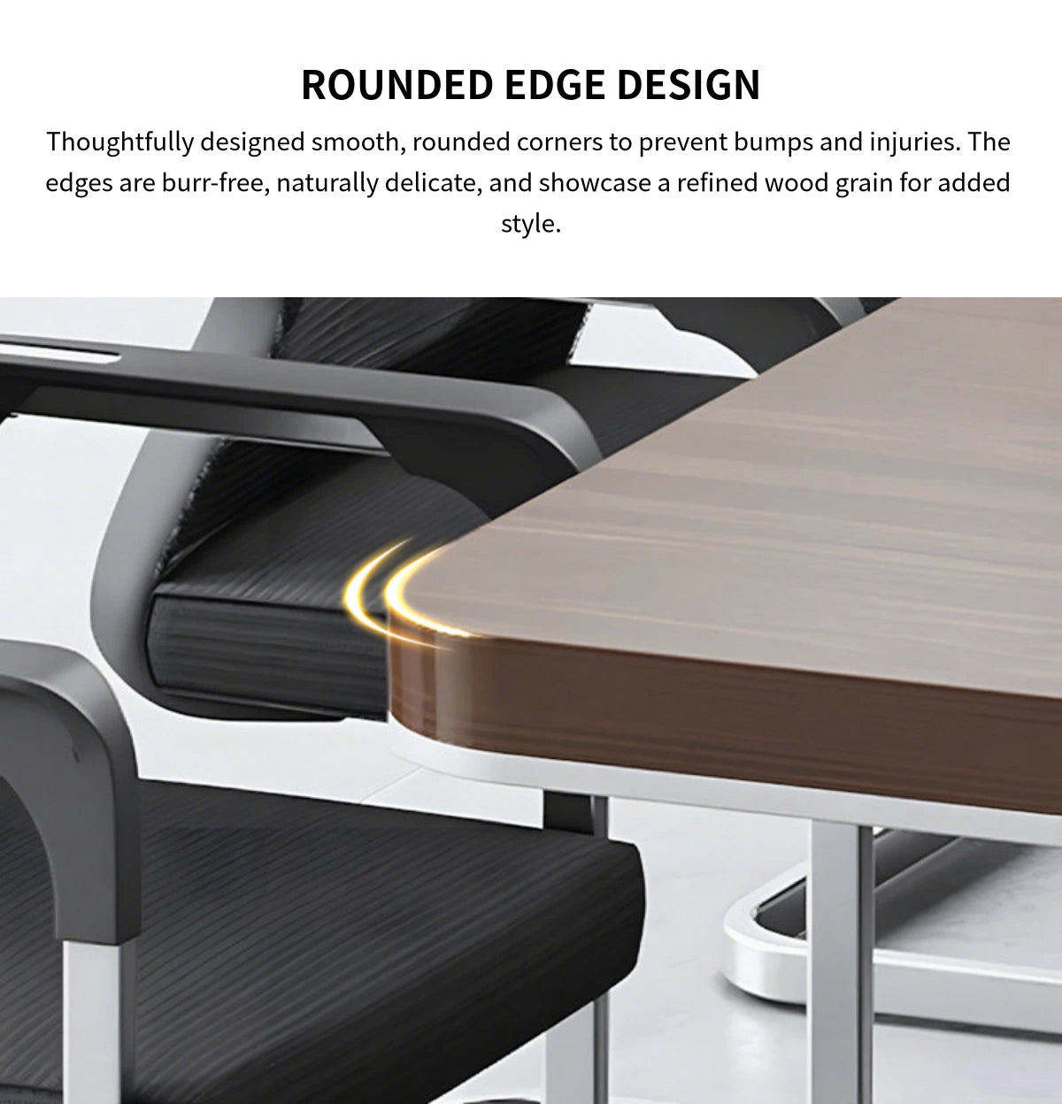 Rectangular Conference Table with Cable Management, Lumbar Support & Fluted Front — Detail image 10