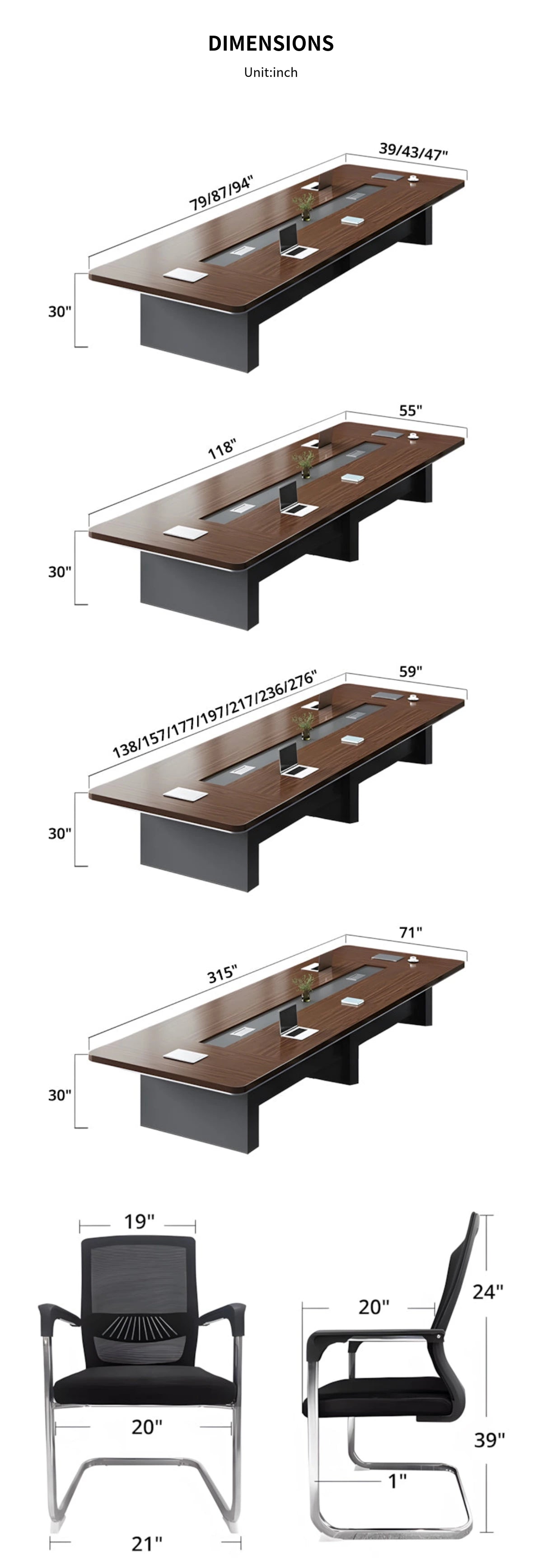 Rectangular Conference Table with Cable Management, Lumbar Support & Fluted Front — Detail image 17