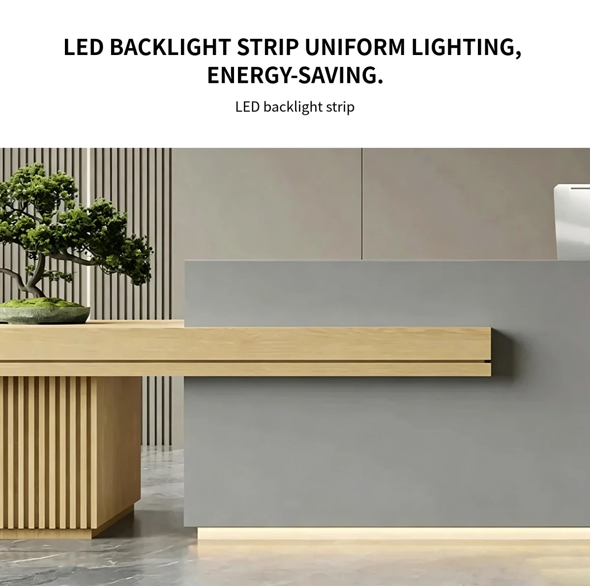 Retail Reception Desk 71-157 in Wide with LED Lighting & Lumbar Support for Retail — Detail image 3
