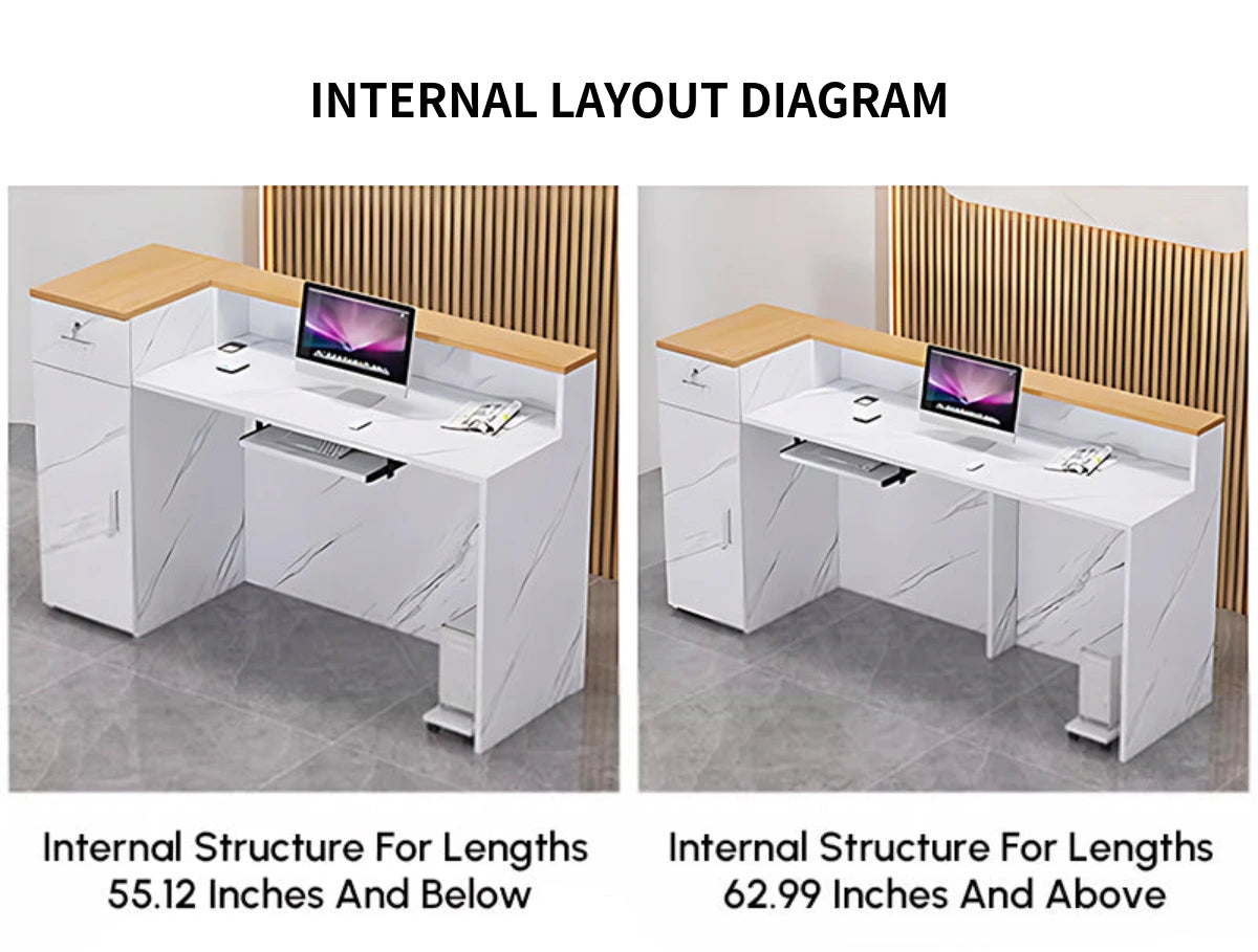 L-Shaped Reception Desk with Keyboard Tray, Cable Management & Lockable for Salon — Detail image 10