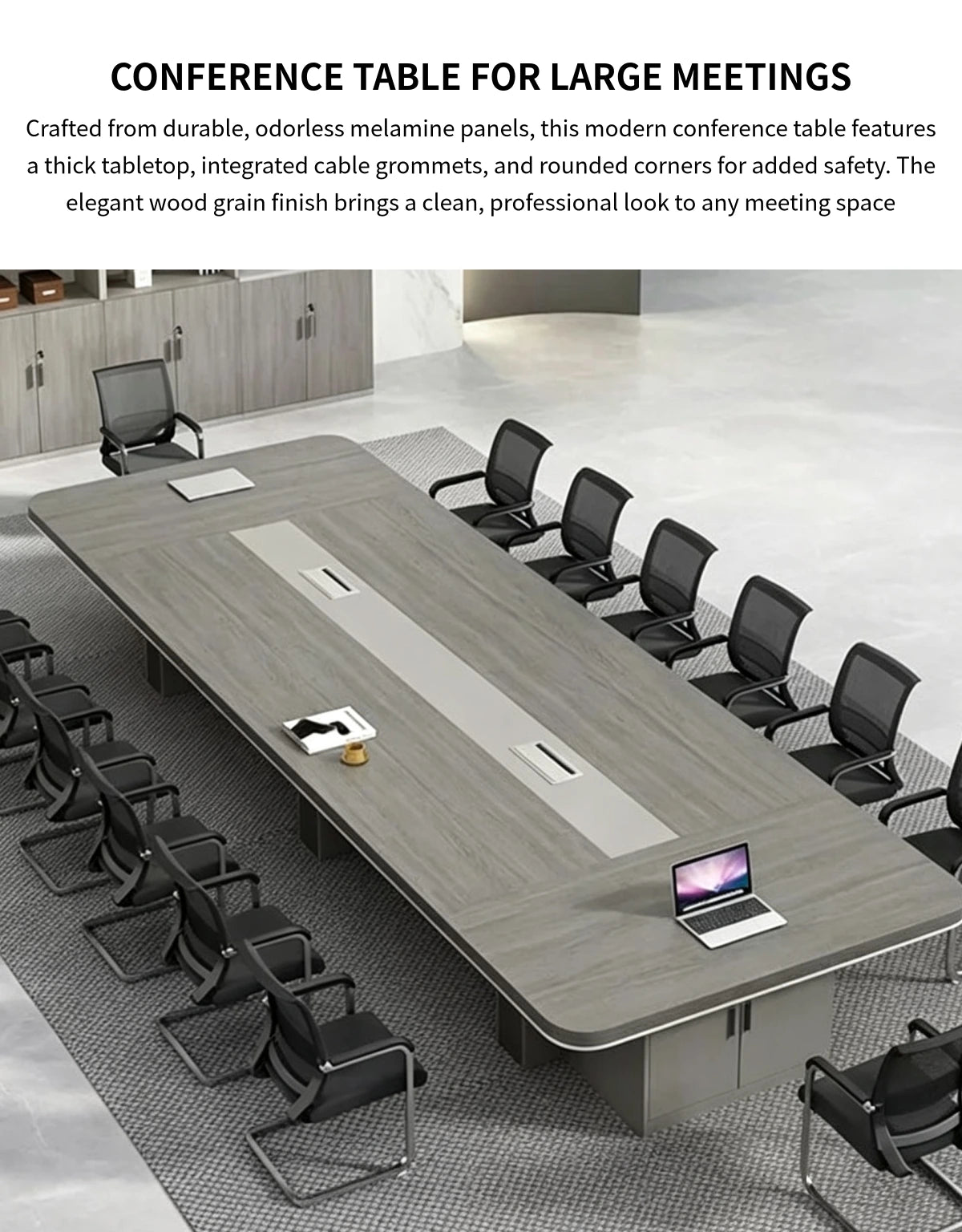Curved Conference Table 79-315 in Wide (6.6-26.2 ft) with Cable Management for Boardroom — Detail image 1