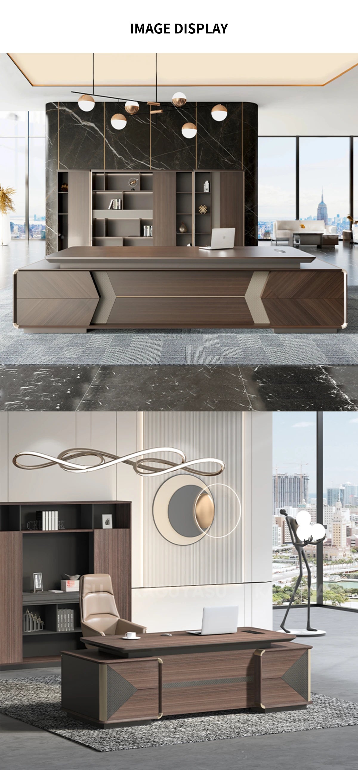 Modern Executive Desk with Lockable, File Drawers & Lumbar Support for Home Office — Detail image 8
