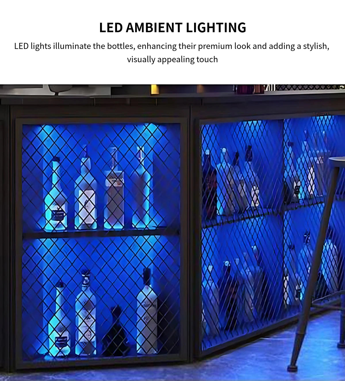 L-Shaped Reception Desk with LED Lighting, Marble Top & Lumbar Support for Office Lobby — Detail image 5