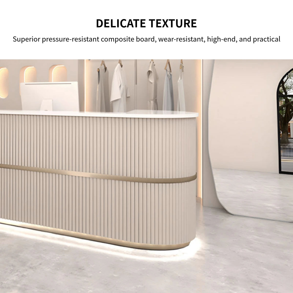 Curved Reception Desk 39-87 in Wide with Lumbar Support for Retail — Detail image 5