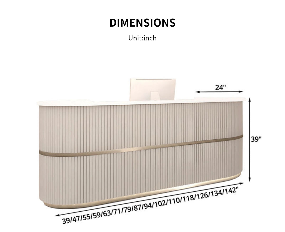 Curved Reception Desk 39-87 in Wide with Lumbar Support for Retail — Detail image 9