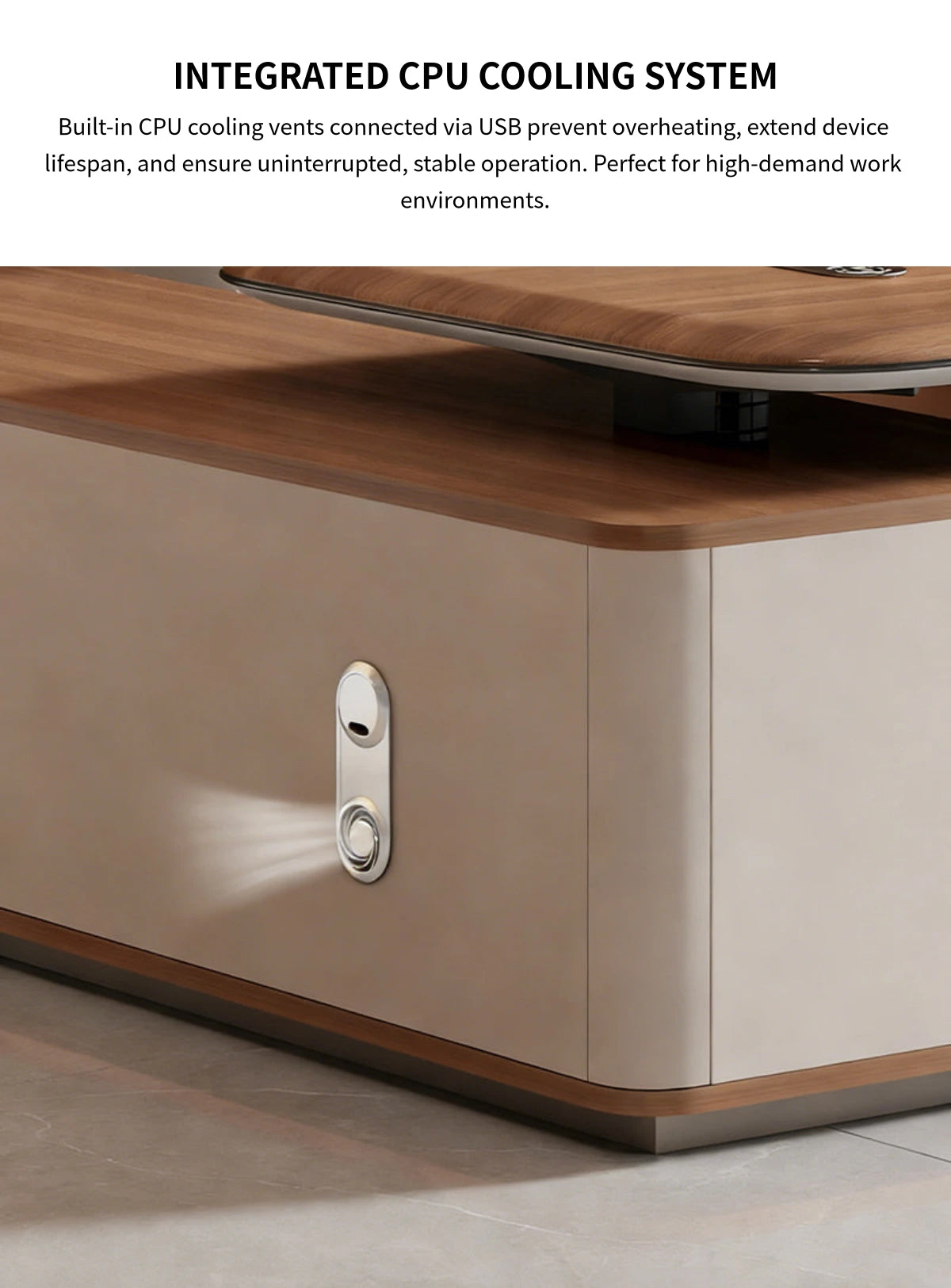 Modern Executive Desk 71-126 in Wide with USB Ports, Wireless Charging & Cable Management — Detail image 7