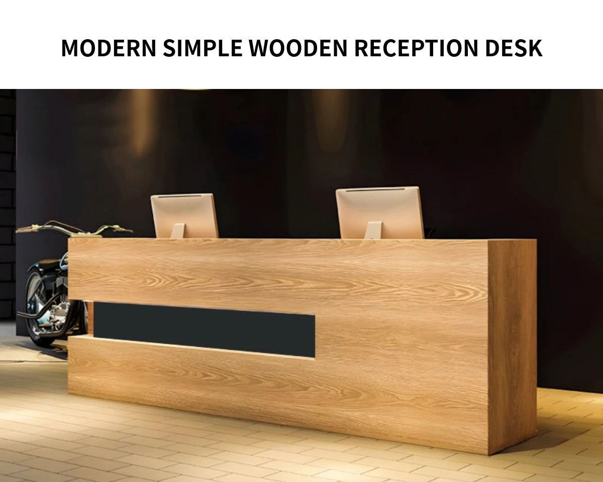 Curved Reception Desk 59-157 in Wide with Solid Wood, File Drawers & Lumbar Support — Detail image 1