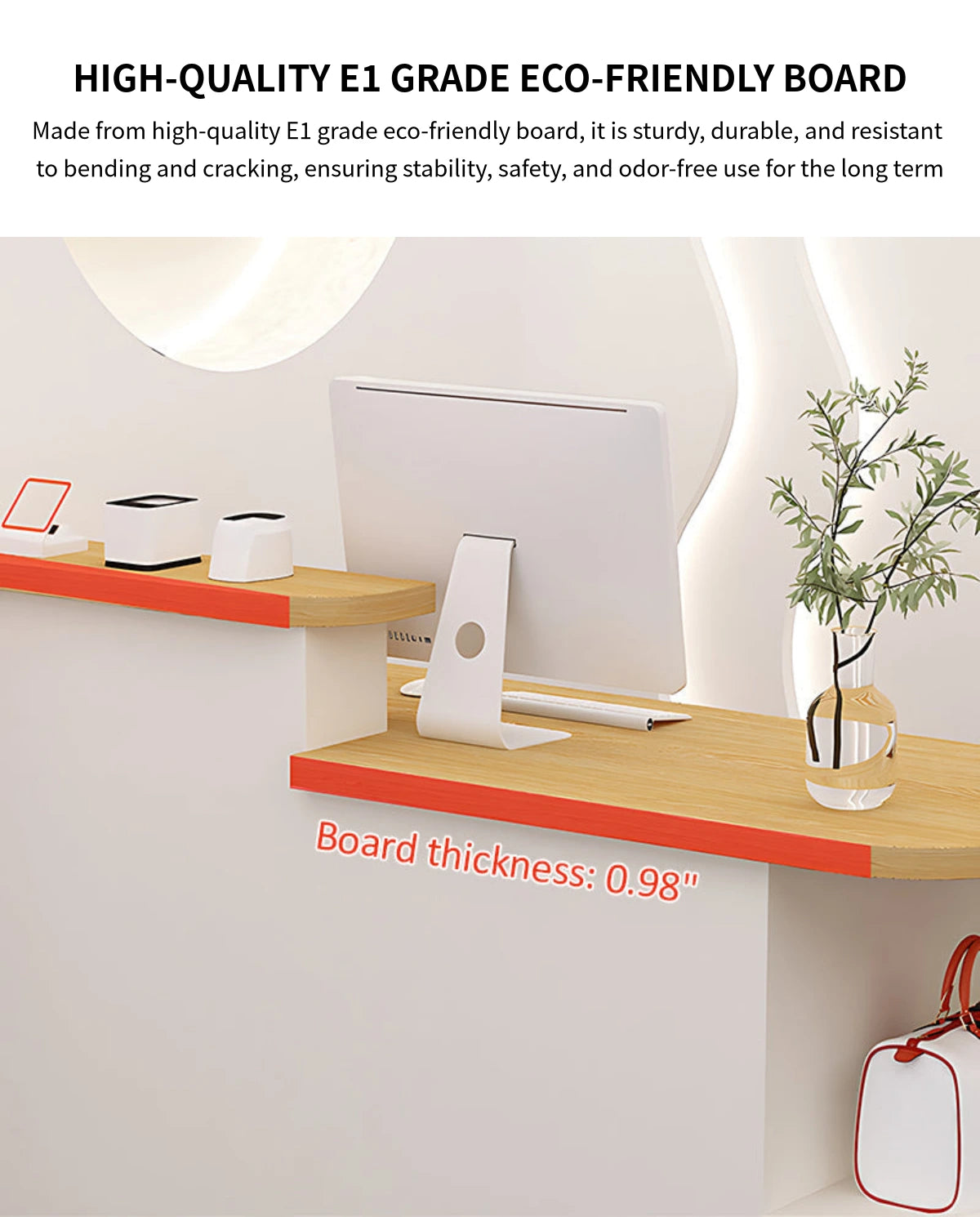 Curved Reception Desk 35-87 in Wide with Lockable for Retail — Detail image 2