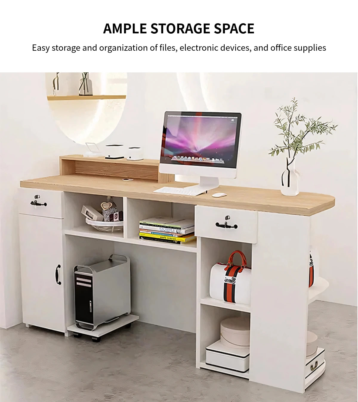 Curved Reception Desk 35-87 in Wide with Lockable for Retail — Detail image 3