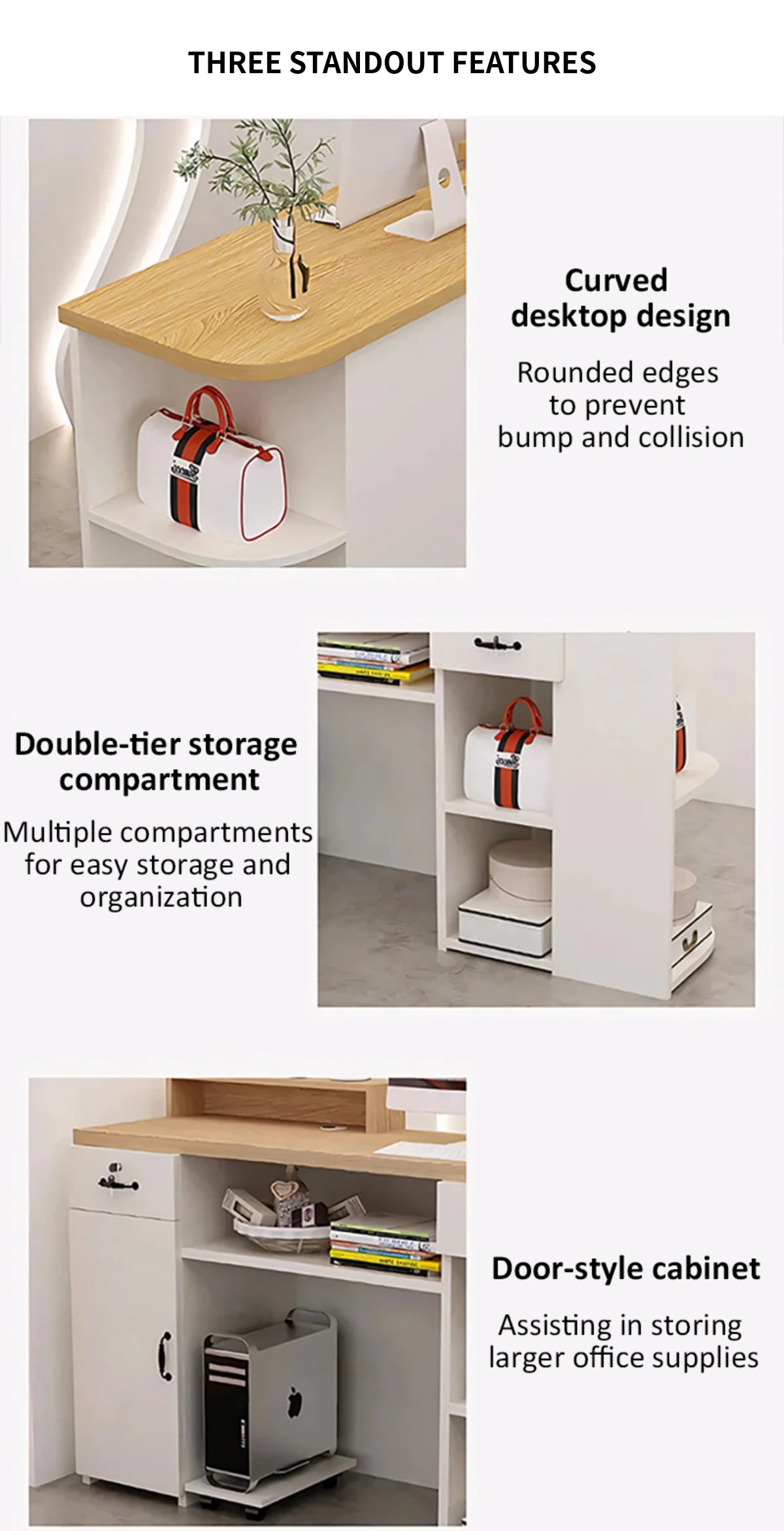 Curved Reception Desk 35-87 in Wide with Lockable for Retail — Detail image 6