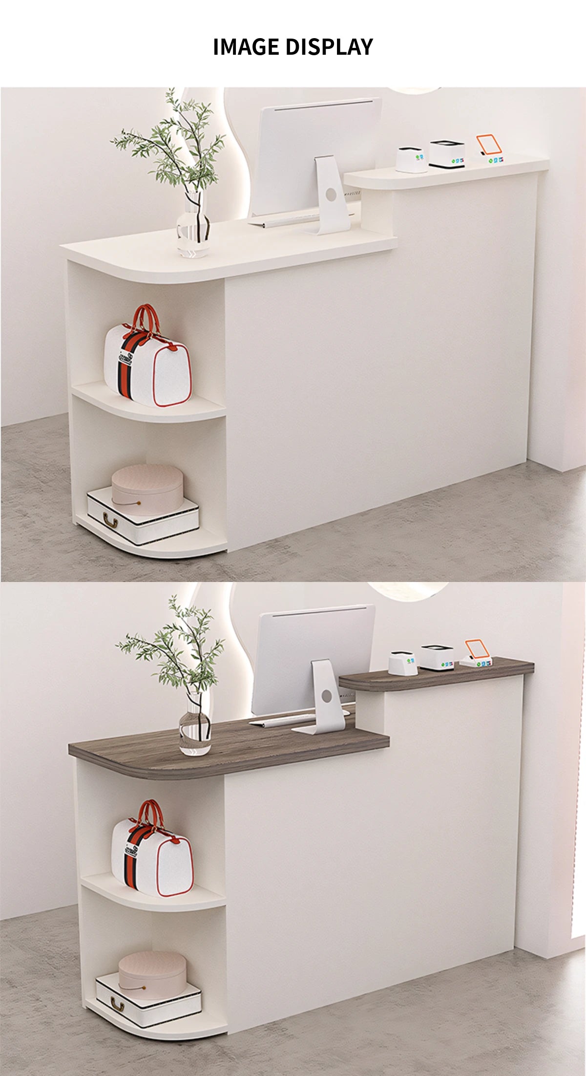 Curved Reception Desk 35-87 in Wide with Lockable for Retail — Detail image 7