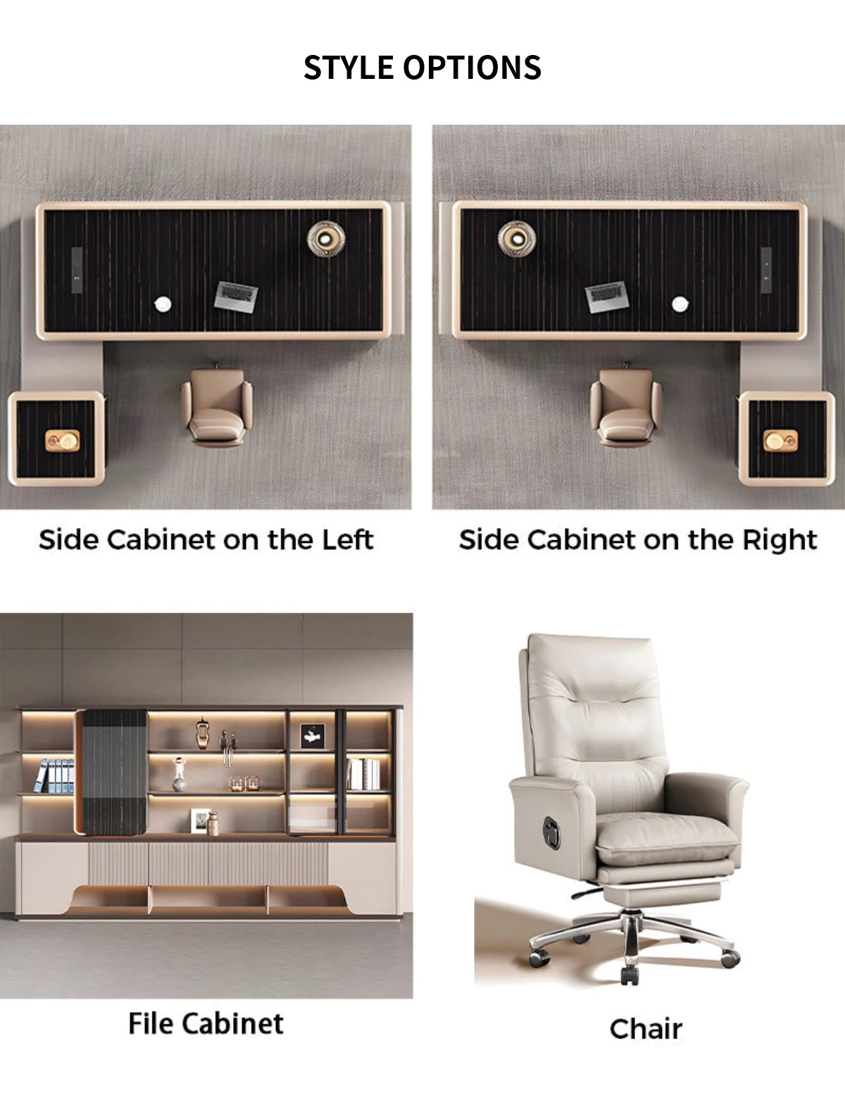 Modern Executive Desk 79-126 in Wide with Side Storage, Lockable & File Drawers — Detail image 11