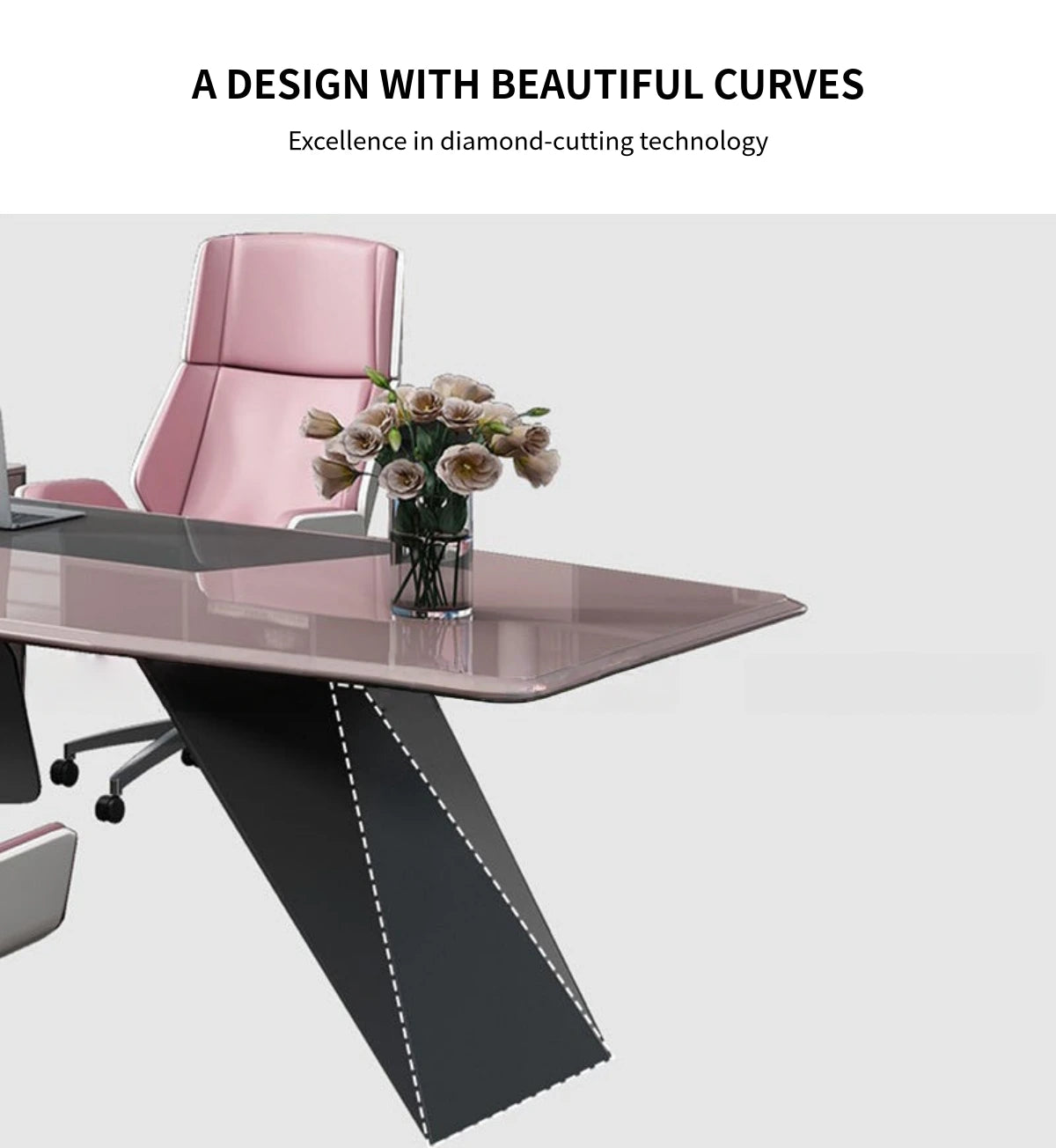 Modern Executive Desk with Side Storage, Lockable & File Drawers for Home Office — Detail image 3