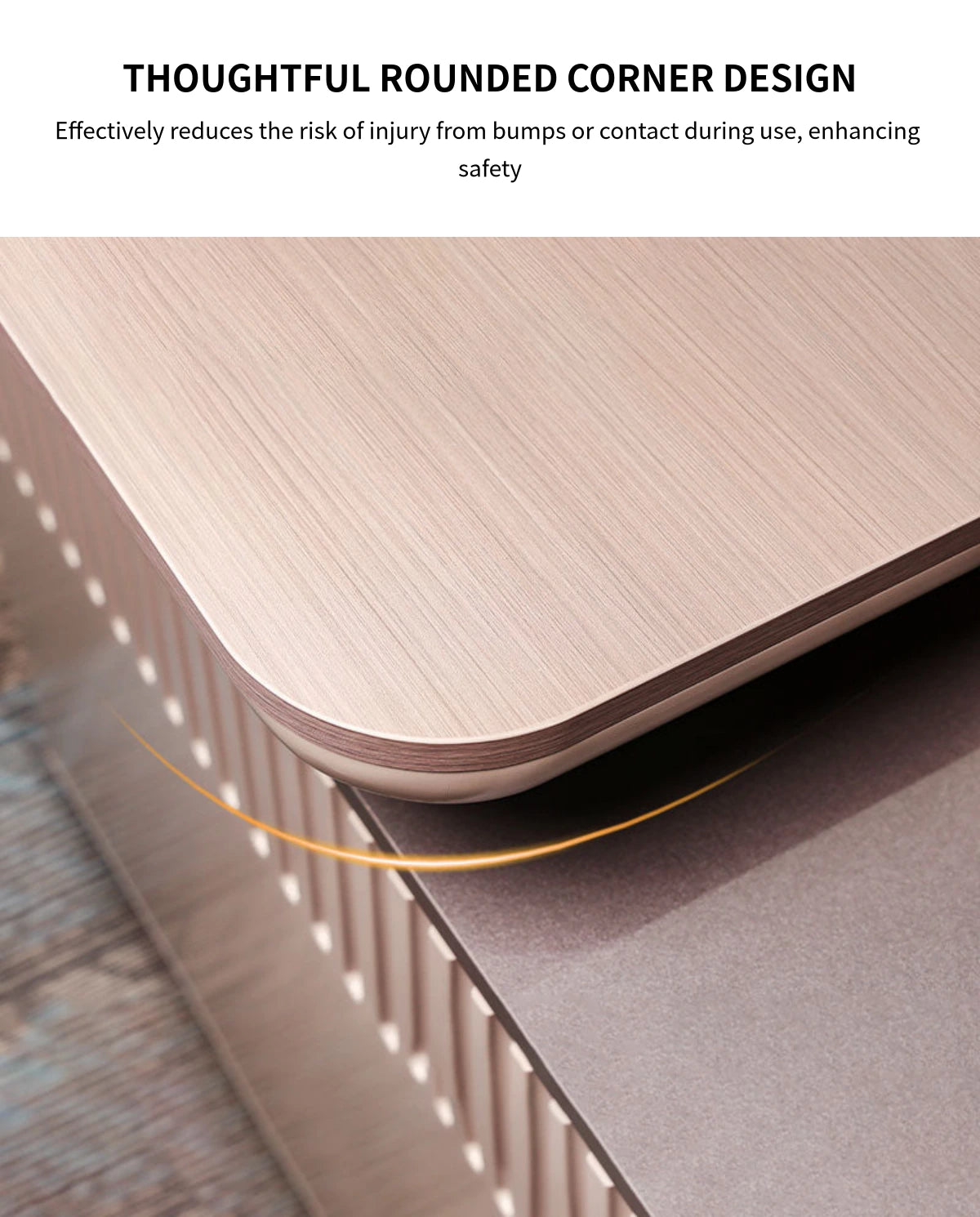 Modern Executive Desk with Curved, Cable Management & Side Storage for Home Office — Detail image 4