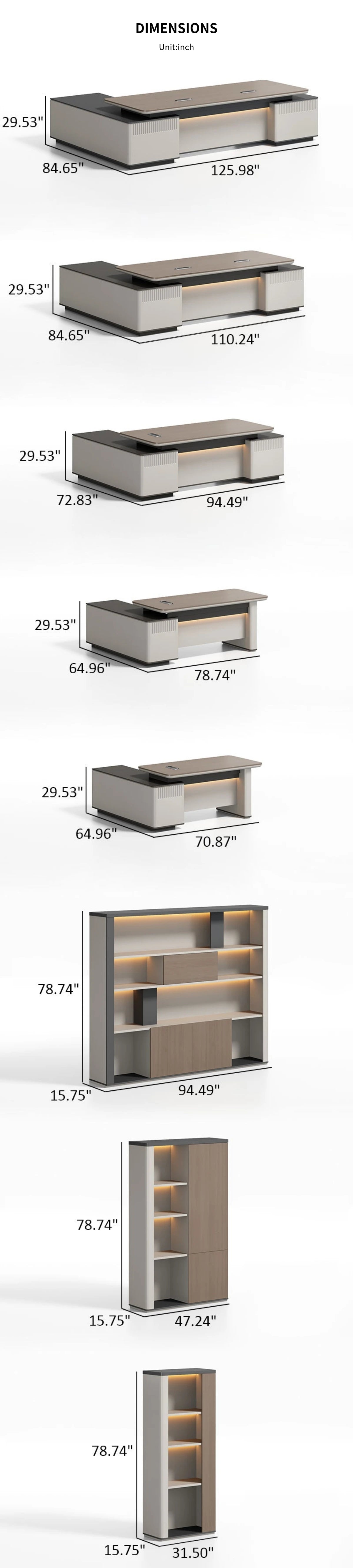 Modern Executive Desk with Curved, Cable Management & Side Storage for Home Office — Detail image 9