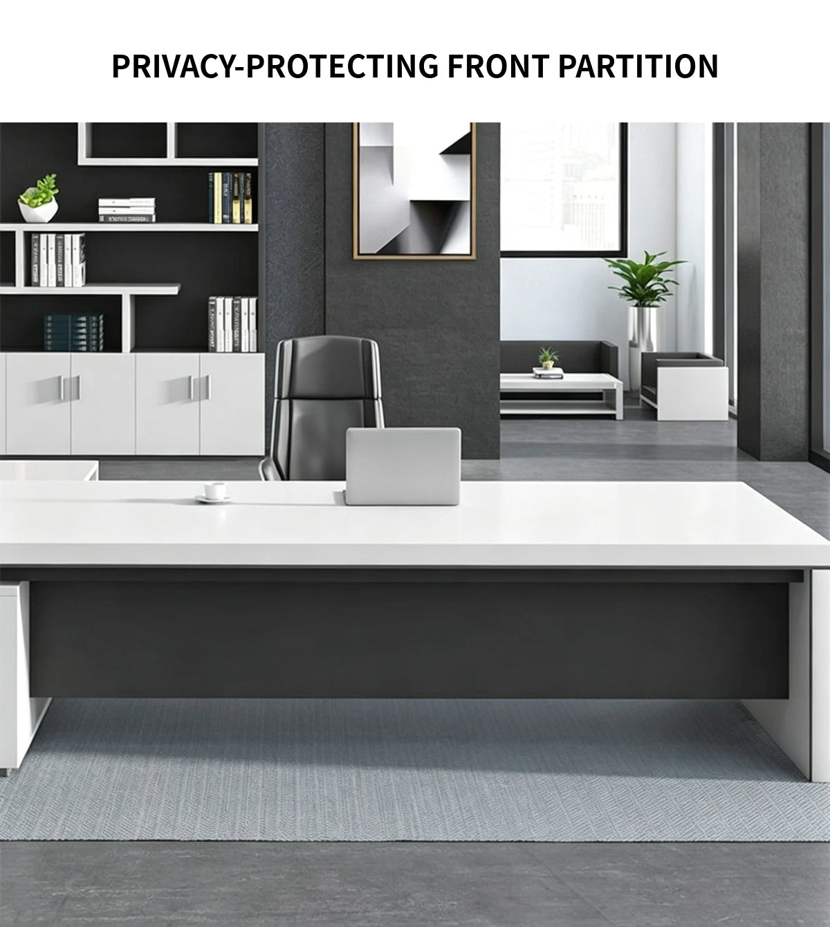 Modern Executive Desk with Cable Management & Lumbar Support for Home Office — Detail image 4