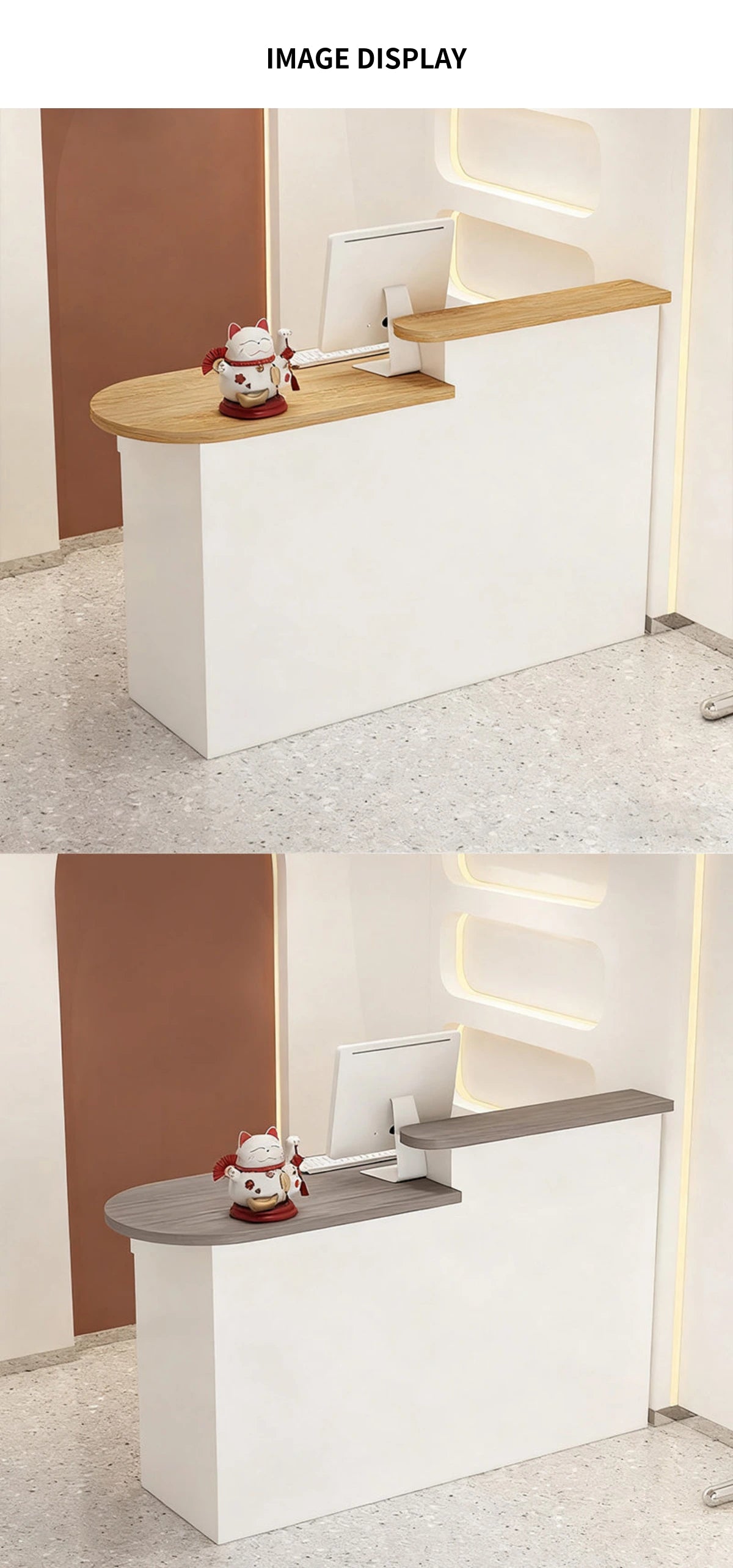 Curved Reception Desk 31-94 in Wide with Cable Management, Lockable & File Drawers — Detail image 10