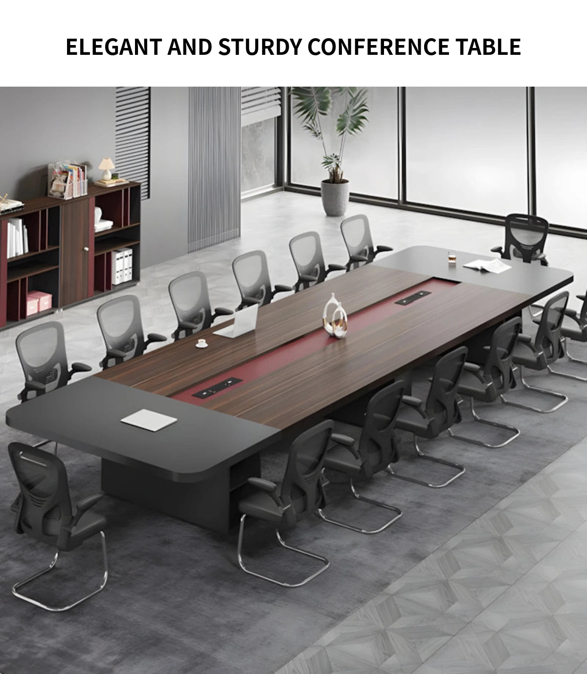 Rectangular Conference Table with Cable Management & Lumbar Support for Meeting Room — Detail image 2