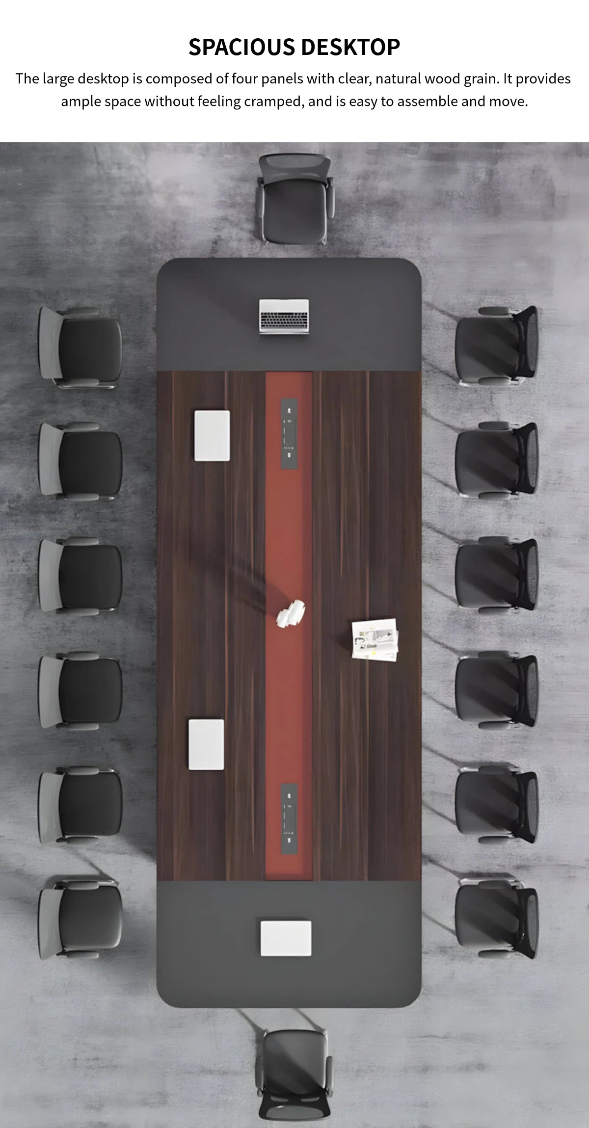 Rectangular Conference Table with Cable Management & Lumbar Support for Meeting Room — Detail image 4