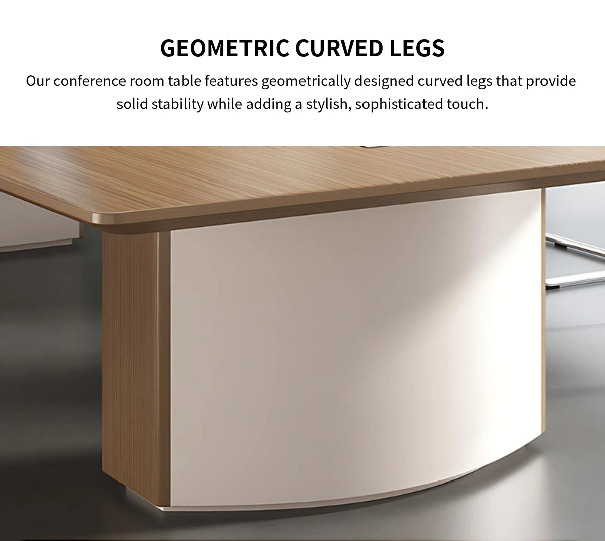 Rectangular Conference Table with Cable Management, Solid Wood & Lumbar Support — Detail image 5