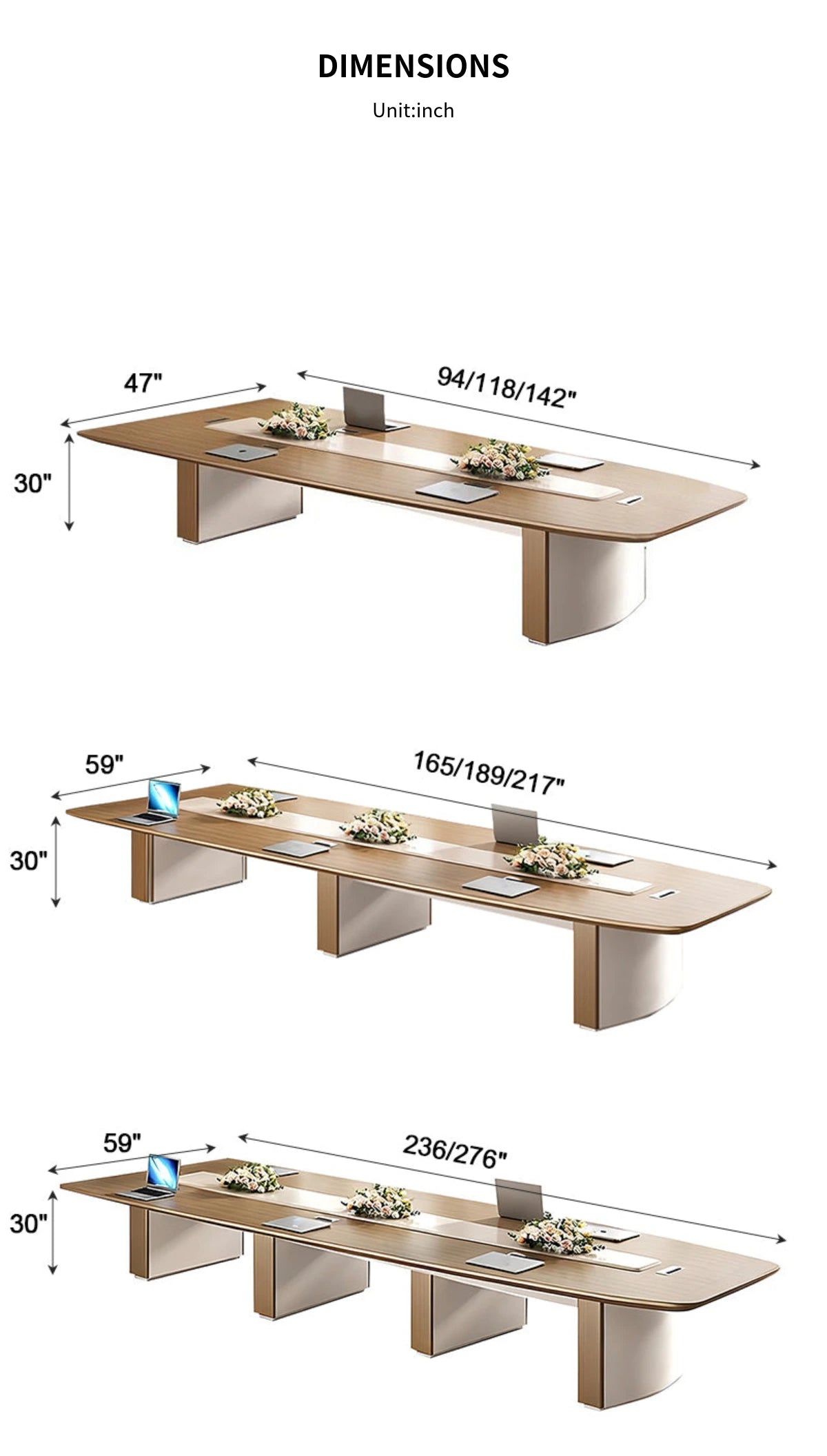 Rectangular Conference Table with Cable Management, Solid Wood & Lumbar Support — Detail image 8