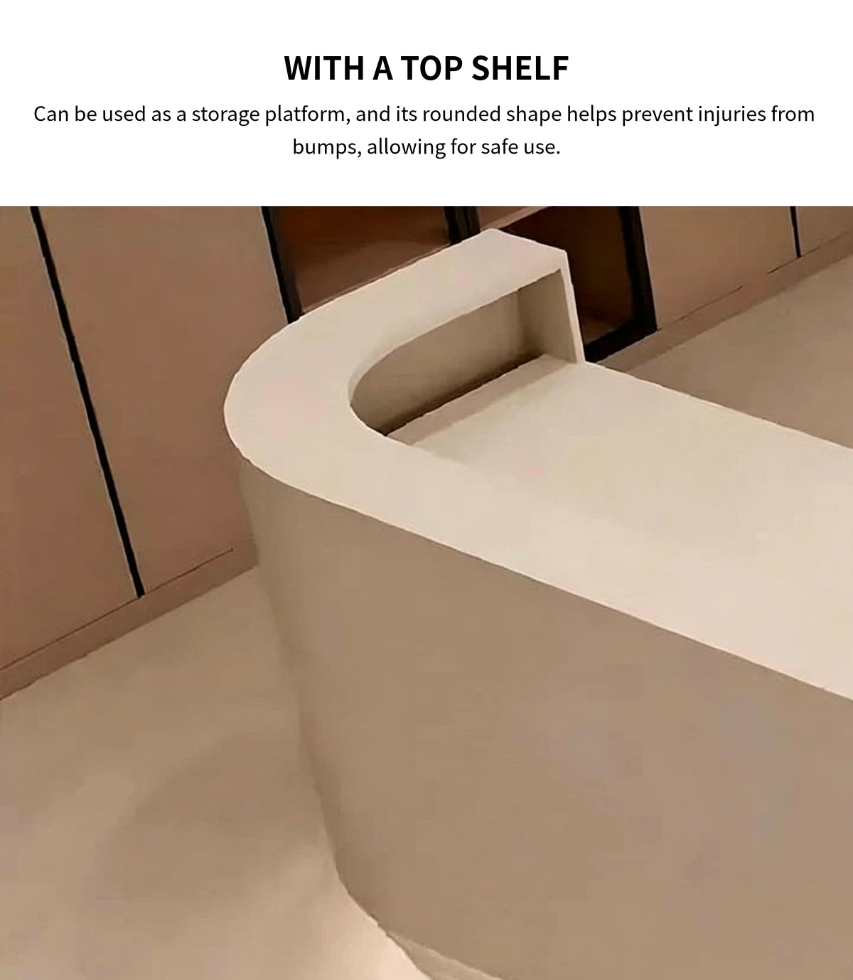 Curved Reception Desk 59-142 in Wide with File Drawers, LED Lighting & Lumbar Support — Detail image 5