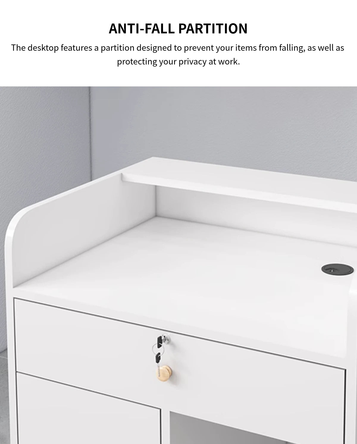 Round Reception Desk with Cable Management, Lockable & Lumbar Support for Office Lobby — Detail image 3