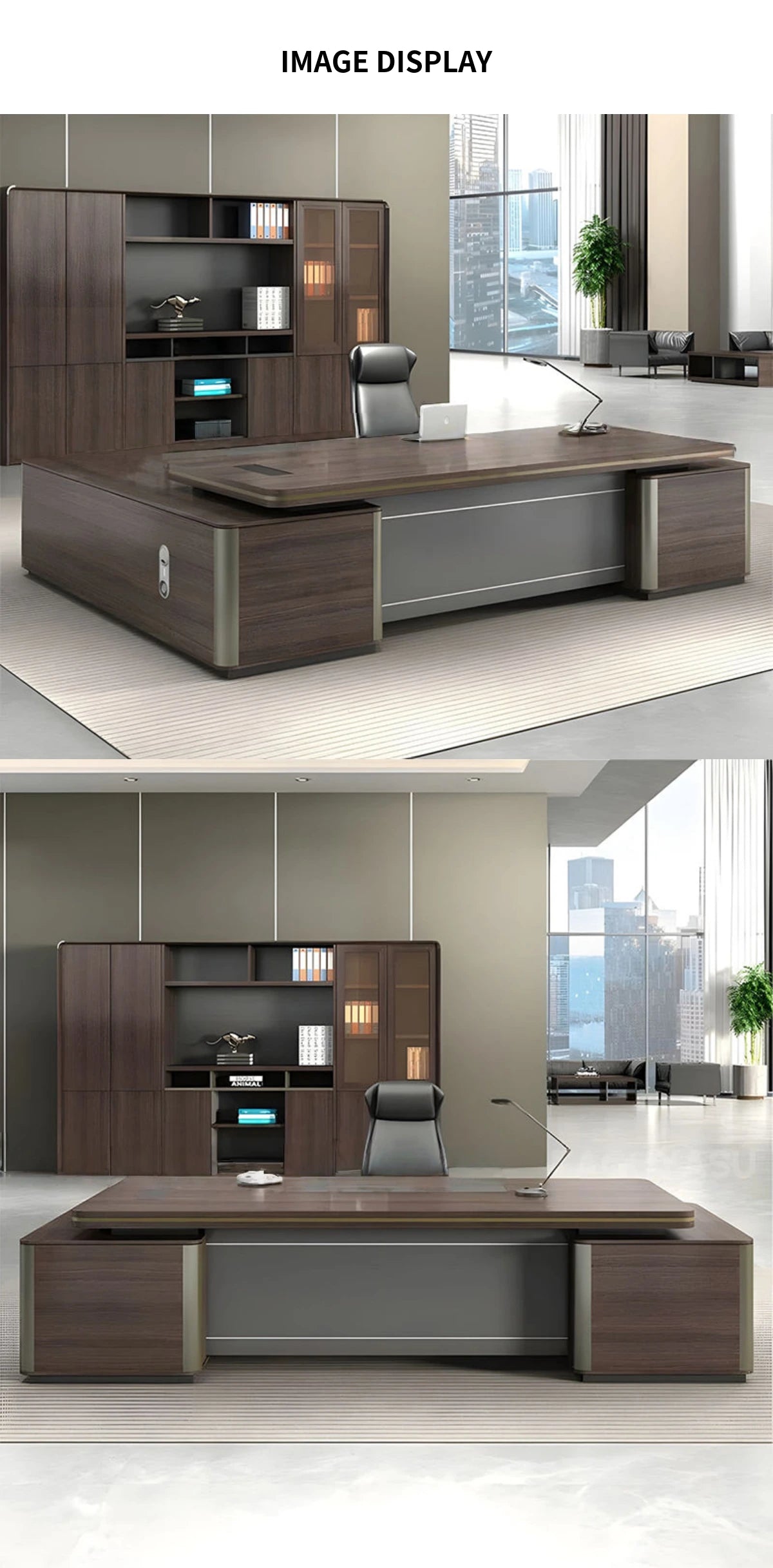 Modern Executive Desk 22-126 in Wide with Curved & Cable Management for Home Office — Detail image 6