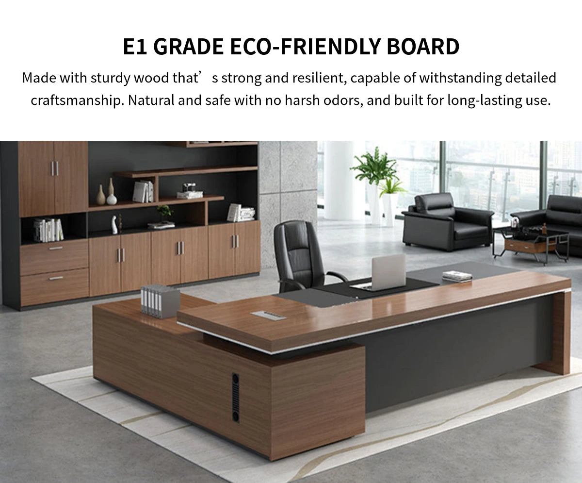 Modern Executive Desk with Cable Management, Side Storage & Lumbar Support for Home Office — Detail image 3