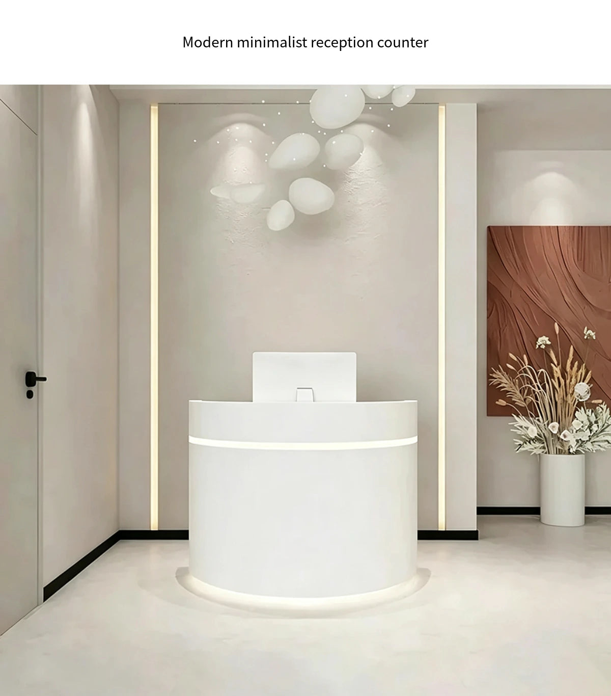 Curved Reception Desk 39-63 in Wide with LED Lighting & Lumbar Support for Office Lobby — Detail image 1