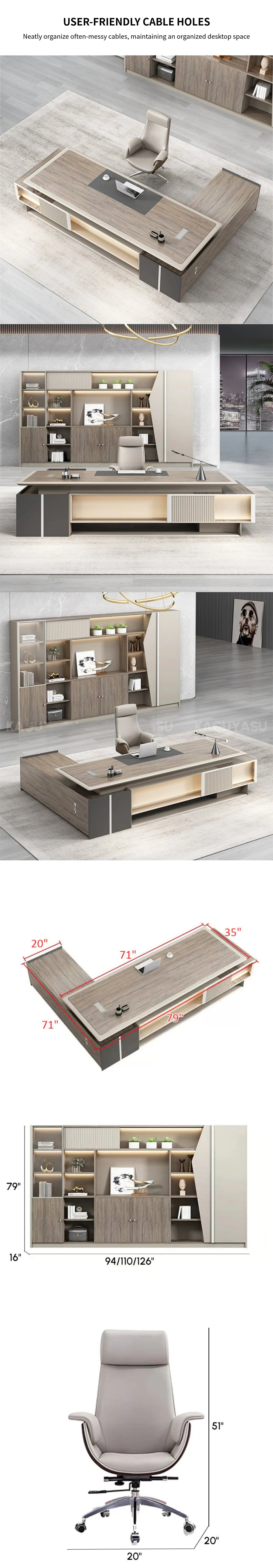 Modern Executive Desk 20-126 in Wide with Side Storage & Lumbar Support for Home Office — Detail image 4