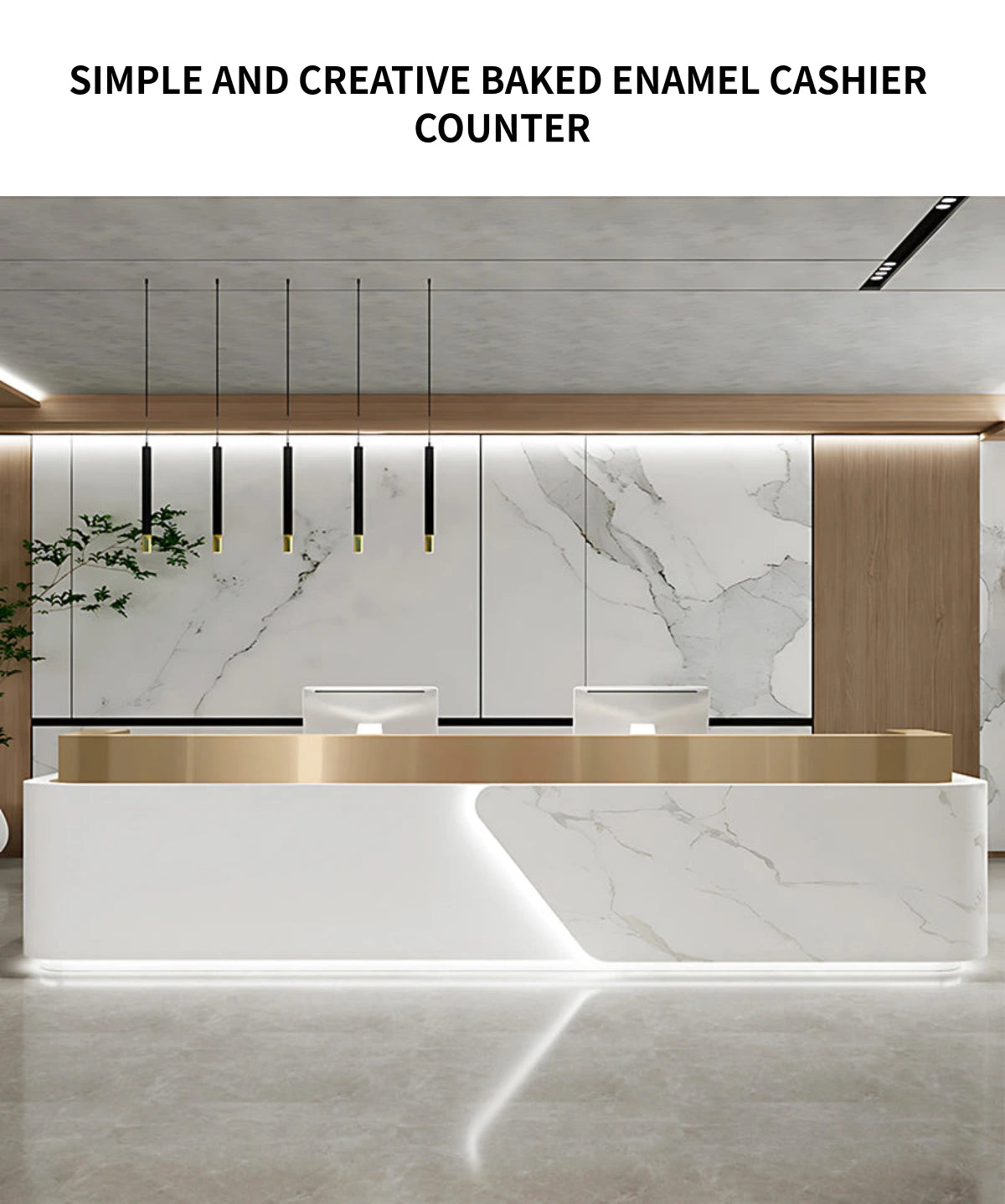 Salon Reception Desk 71-142 in Wide with Dual-Tone & LED Lighting for Salon — Detail image 1