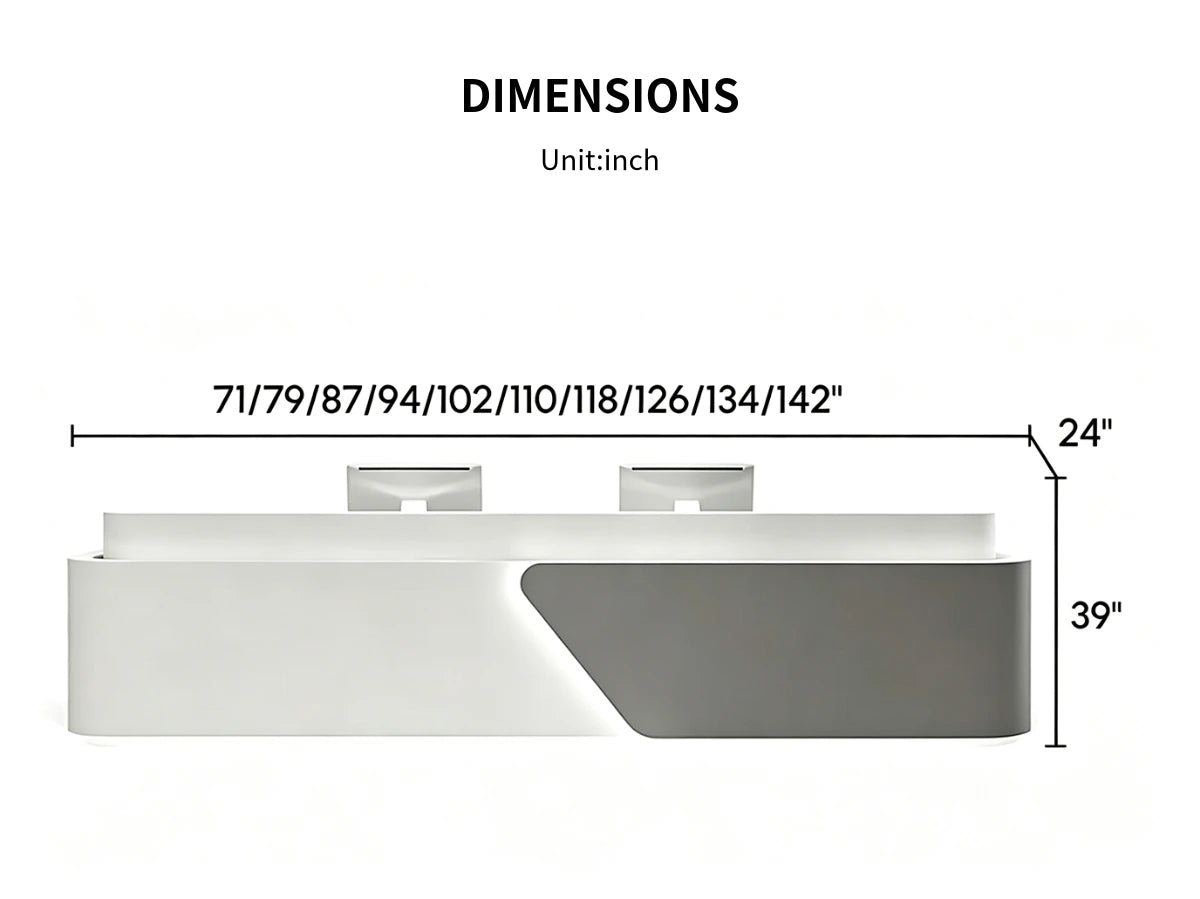 Salon Reception Desk 71-142 in Wide with Dual-Tone & LED Lighting for Salon — Detail image 8