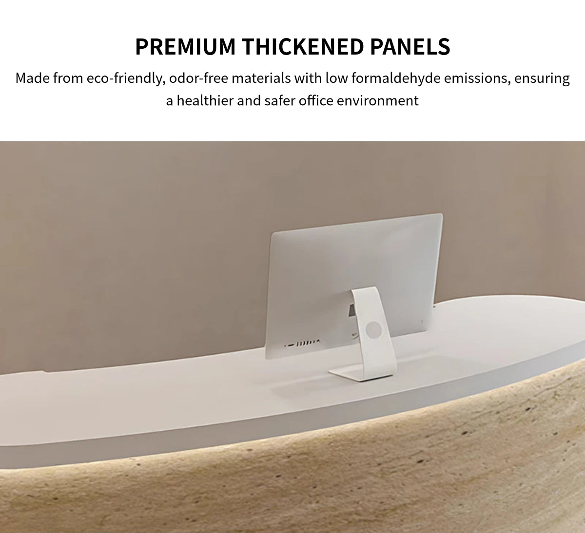 Curved Reception Desk 31-71 in Wide with Lockable, File Drawers & Fluted Front for Salon — Detail image 3