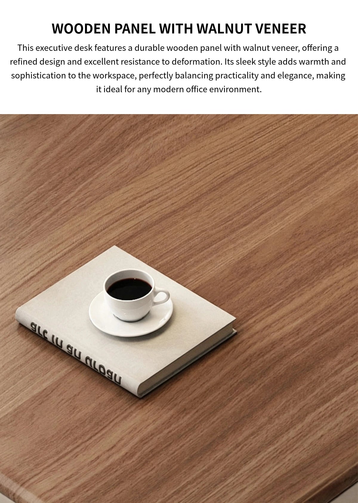Luxurious Walnut Executive Desk with Ergonomic Design & Storage for Office & Home LBZ-2341 — Detail image 2