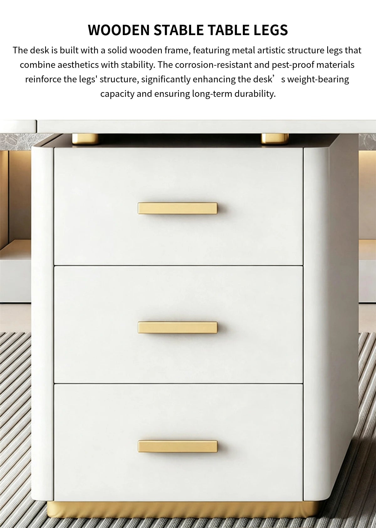 Luxurious Walnut Executive Desk with Ergonomic Design & Storage for Office & Home LBZ-2341 — Detail image 8