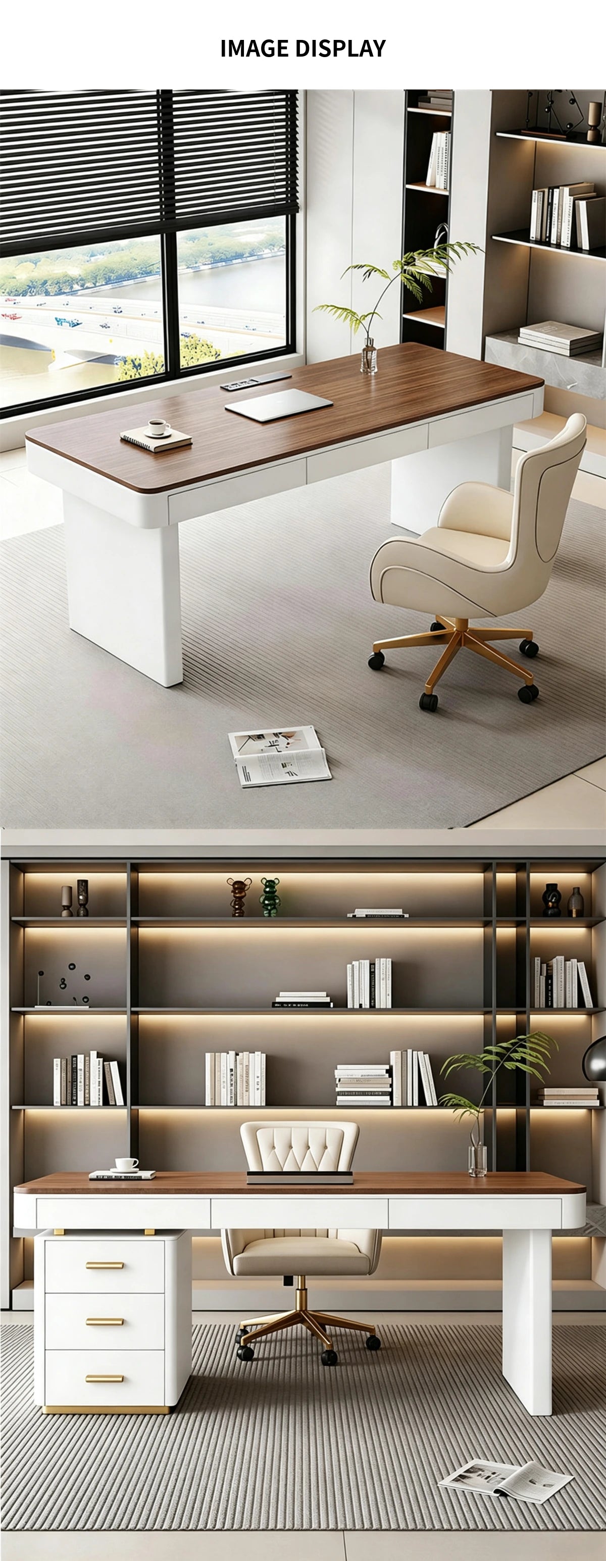 Luxurious Walnut Executive Desk with Ergonomic Design & Storage for Office & Home LBZ-2341 — Detail image 10