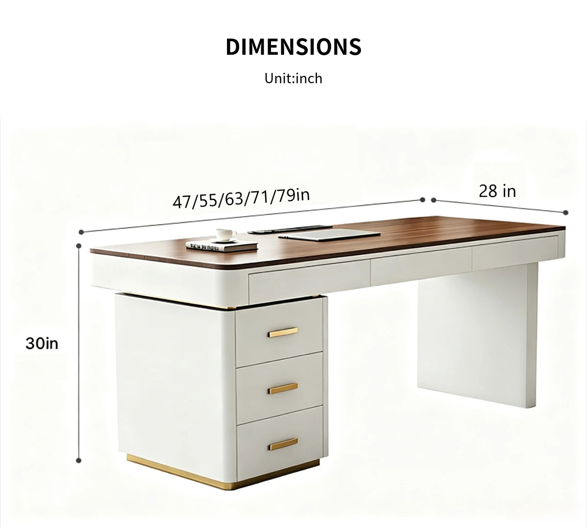 Luxurious Walnut Executive Desk with Ergonomic Design & Storage for Office & Home LBZ-2341 — Detail image 12