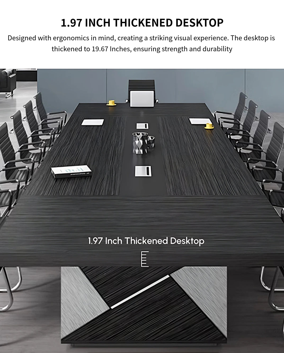 Rectangular Conference Table with Cable Management, Solid Wood & Lumba — Detail image 3