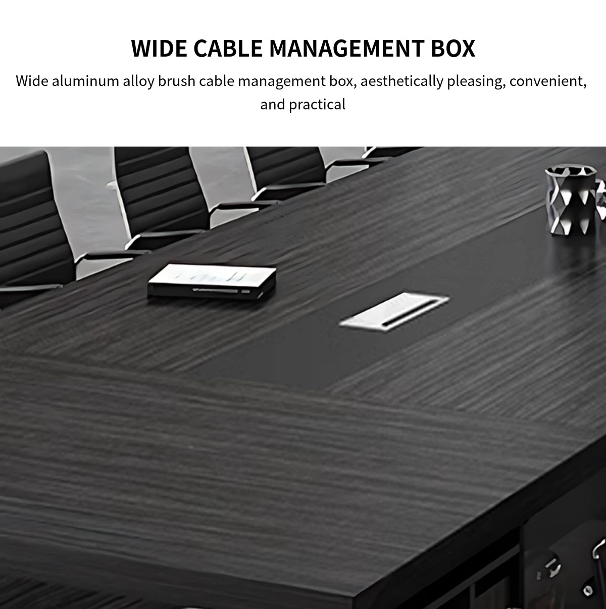 Rectangular Conference Table with Cable Management, Solid Wood & Lumba — Detail image 5