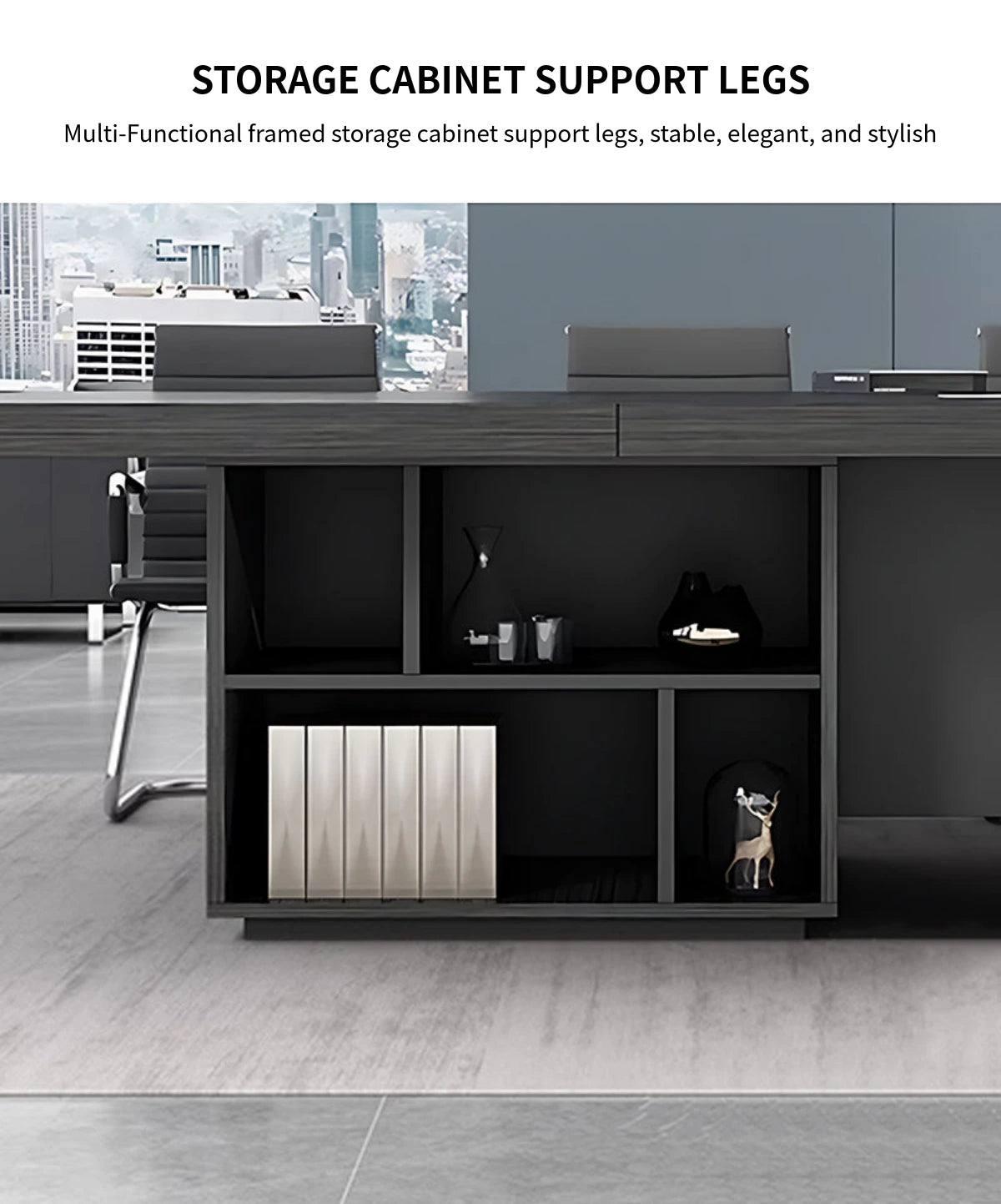 Rectangular Conference Table with Cable Management, Solid Wood & Lumba — Detail image 8