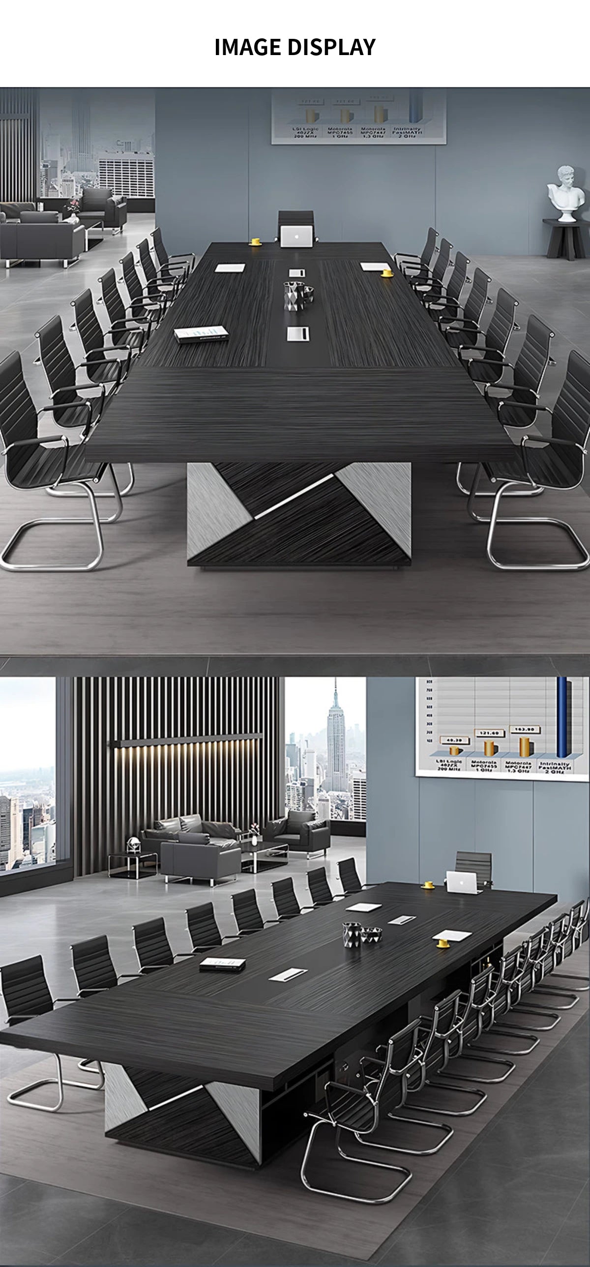 Rectangular Conference Table with Cable Management, Solid Wood & Lumba — Detail image 9