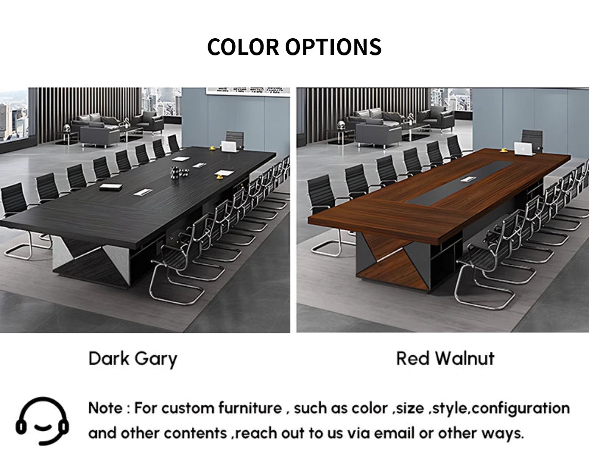 Rectangular Conference Table with Cable Management, Solid Wood & Lumba — Detail image 11