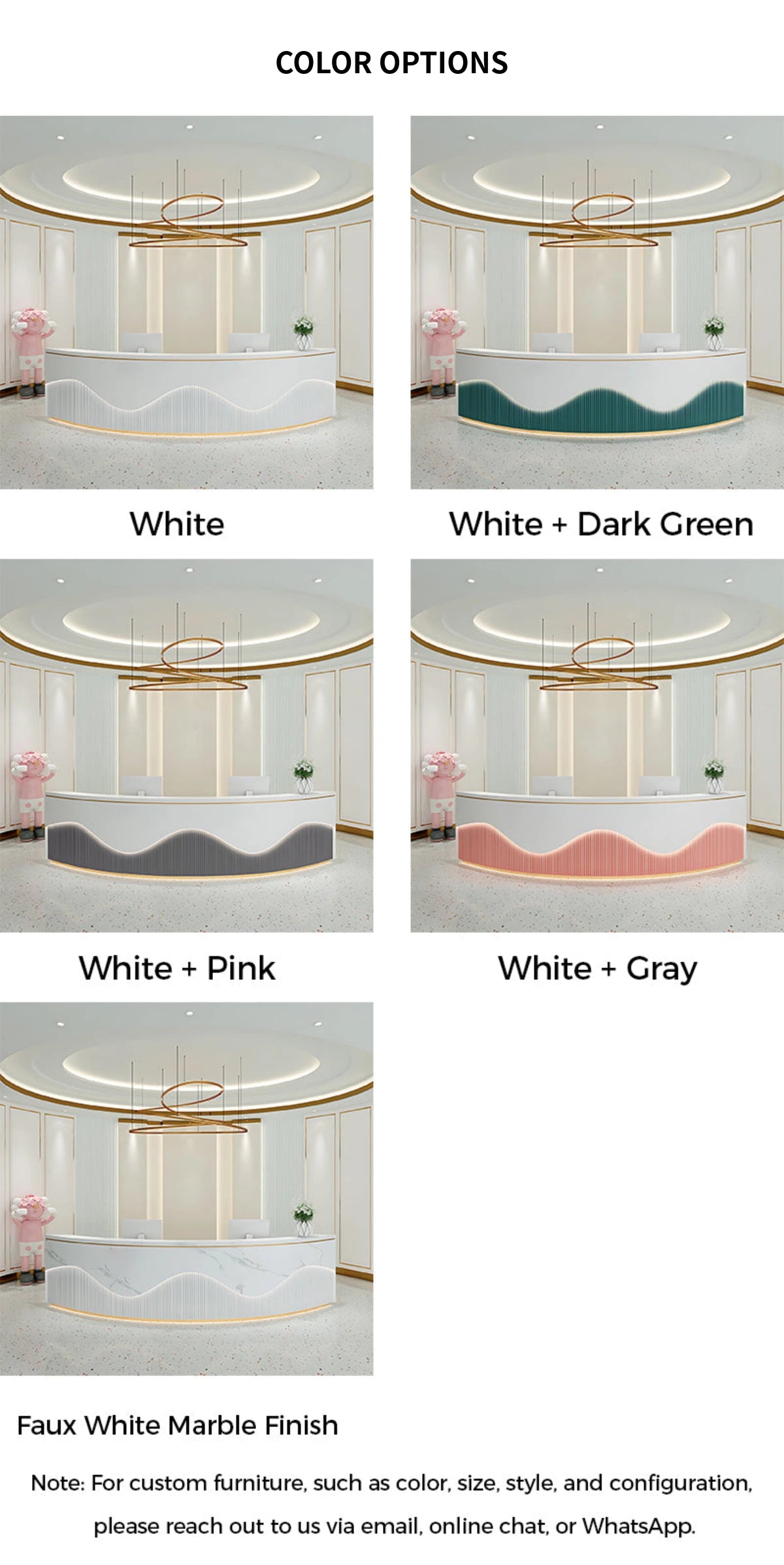 Curved Reception Desk 59-205 in Wide with Keyboard Tray, File Drawers & LED Lighting — Detail image 10