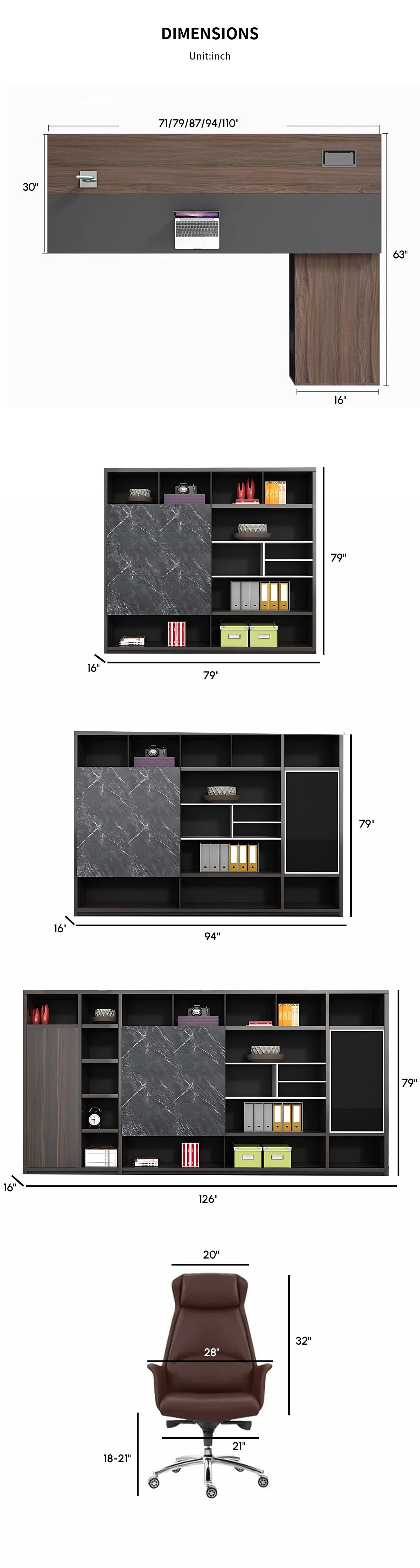 Modern Executive Desk 21-126 in Wide with Cable Management & Side Storage for Home Office — Detail image 10