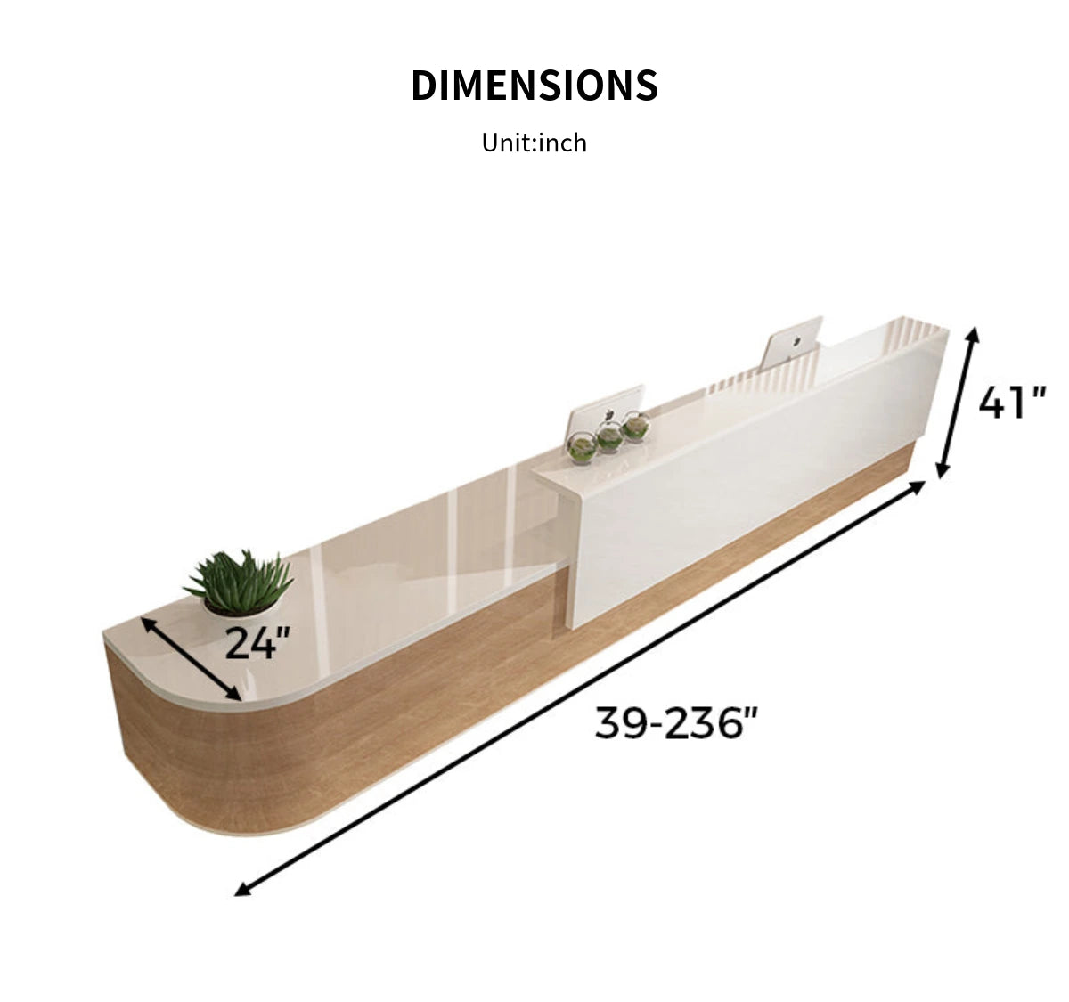 L-Shaped Reception Desk 39-236 in Wide with Dual-Tone, Keyboard Tray & File Drawers — Detail image 11