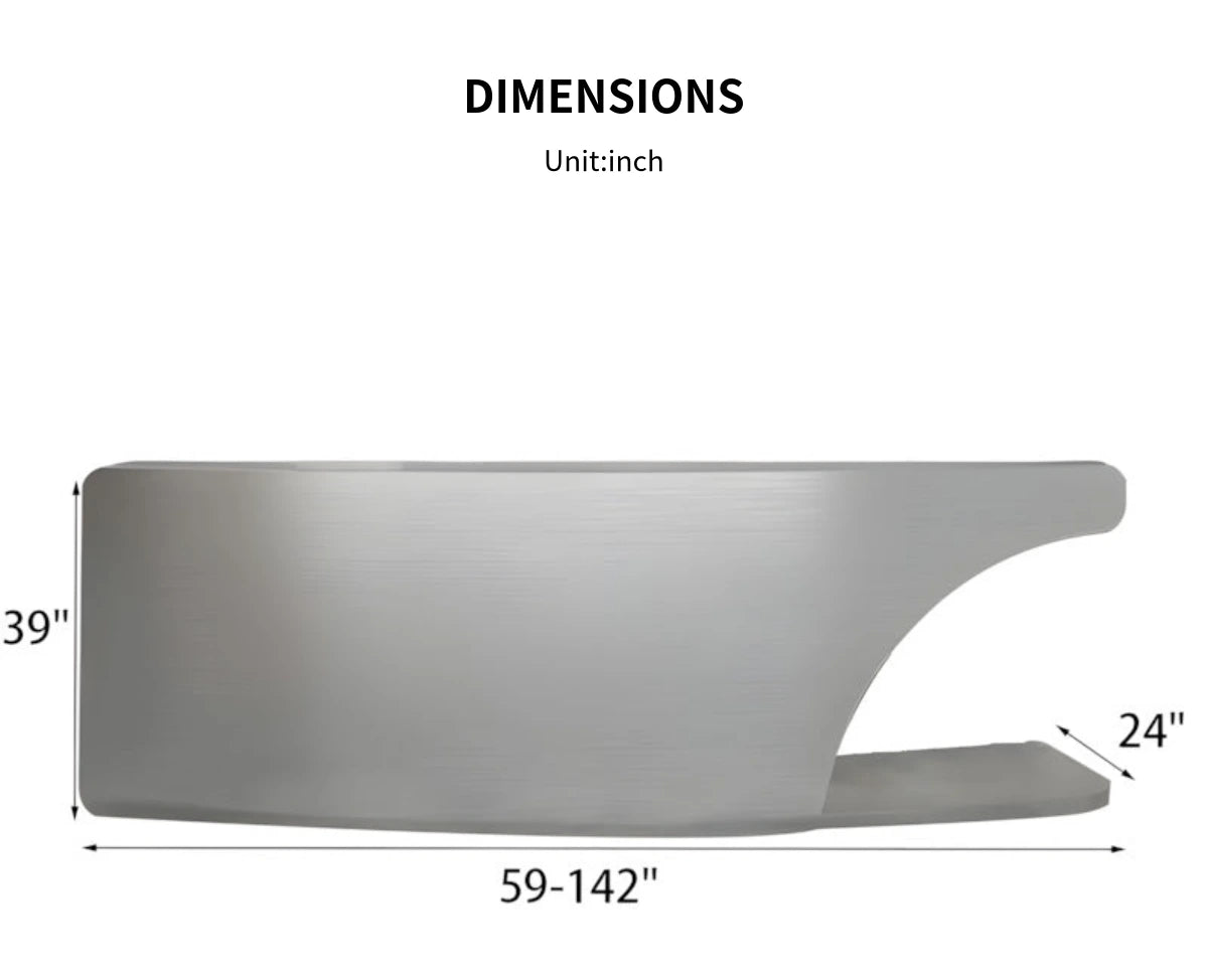 Salon Reception Desk 59-142 in Wide with Stainless Steel, Keyboard Tray & Lockable — Detail image 9