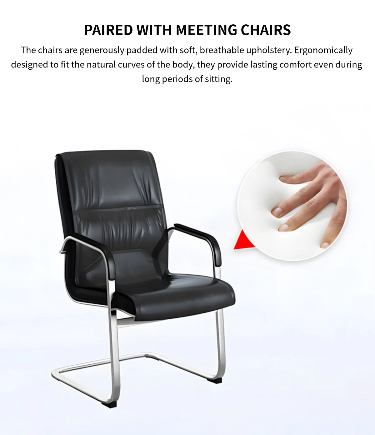 Rectangular Conference Table with Cable Management, Side Storage & Breathable Mesh — Detail image 8