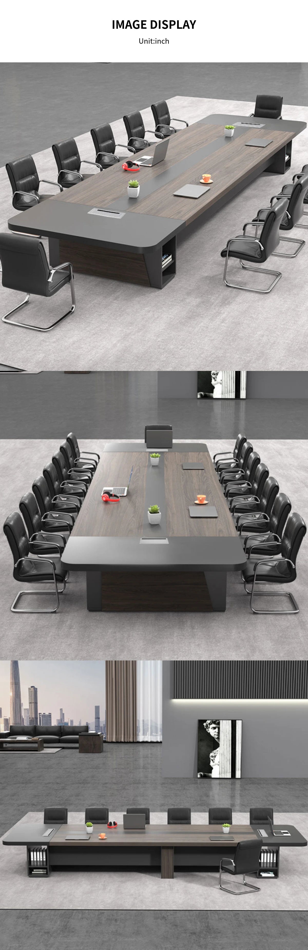Rectangular Conference Table with Cable Management, Side Storage & Breathable Mesh — Detail image 9