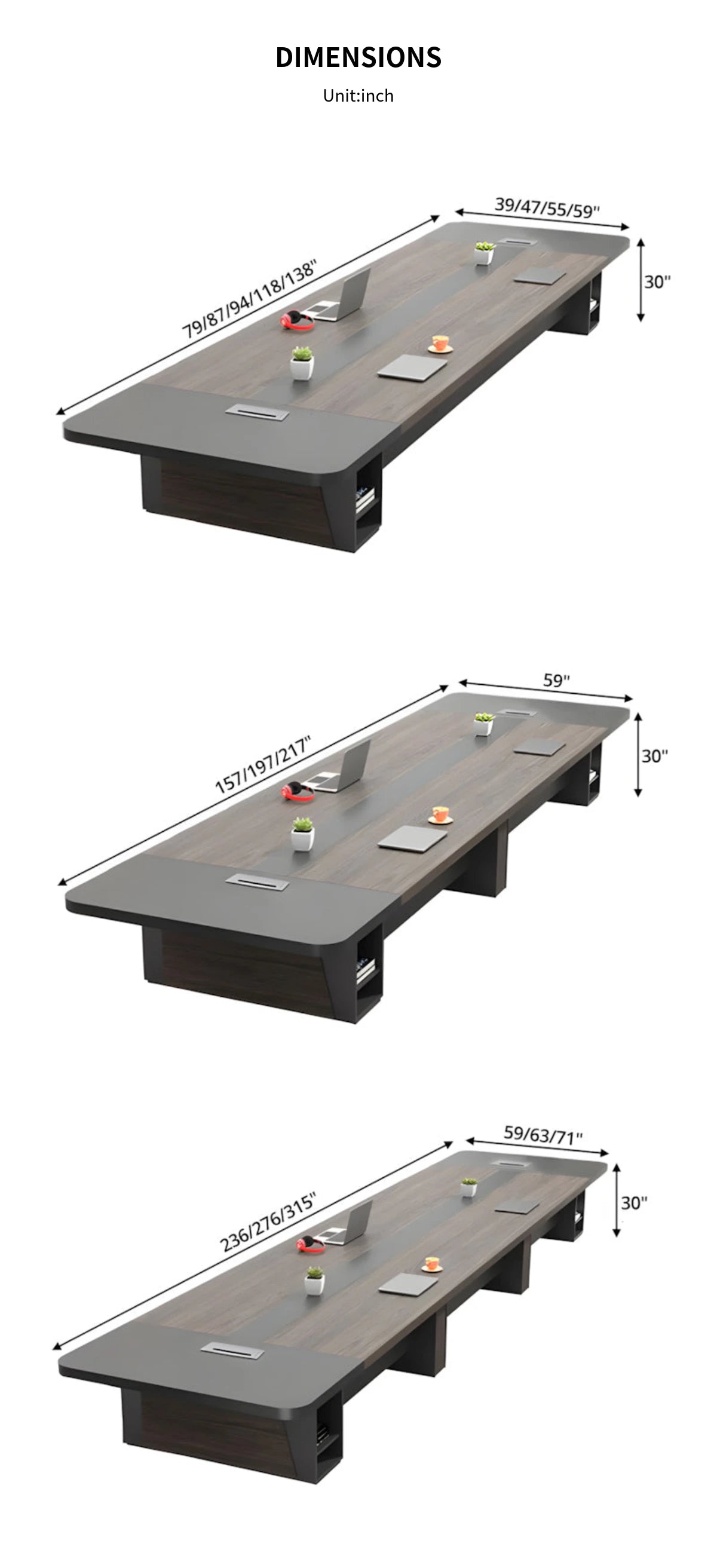 Rectangular Conference Table with Cable Management, Side Storage & Breathable Mesh — Detail image 12